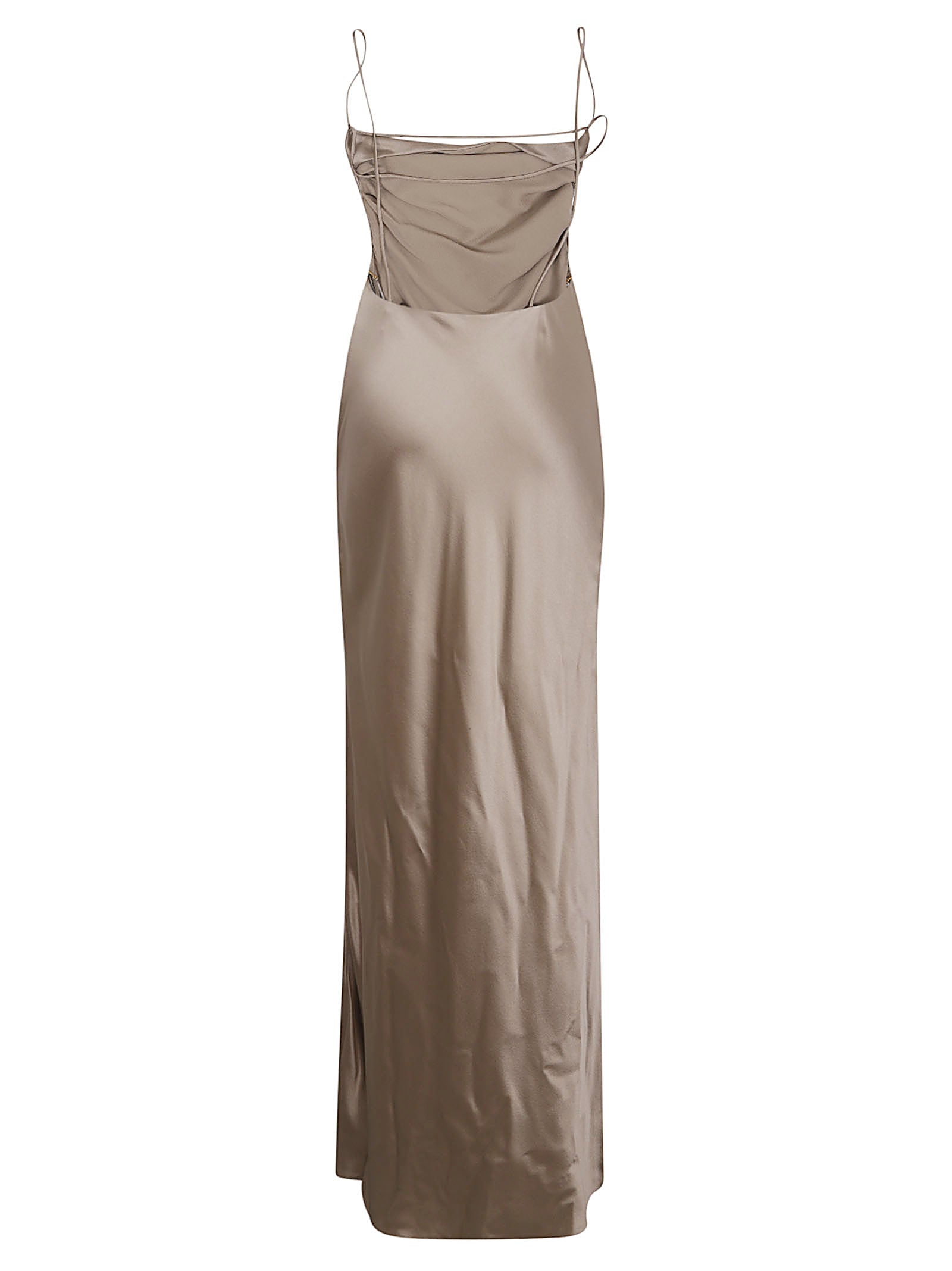 Silk Midi Dress with Cowl Neckline and Spaghetti Straps