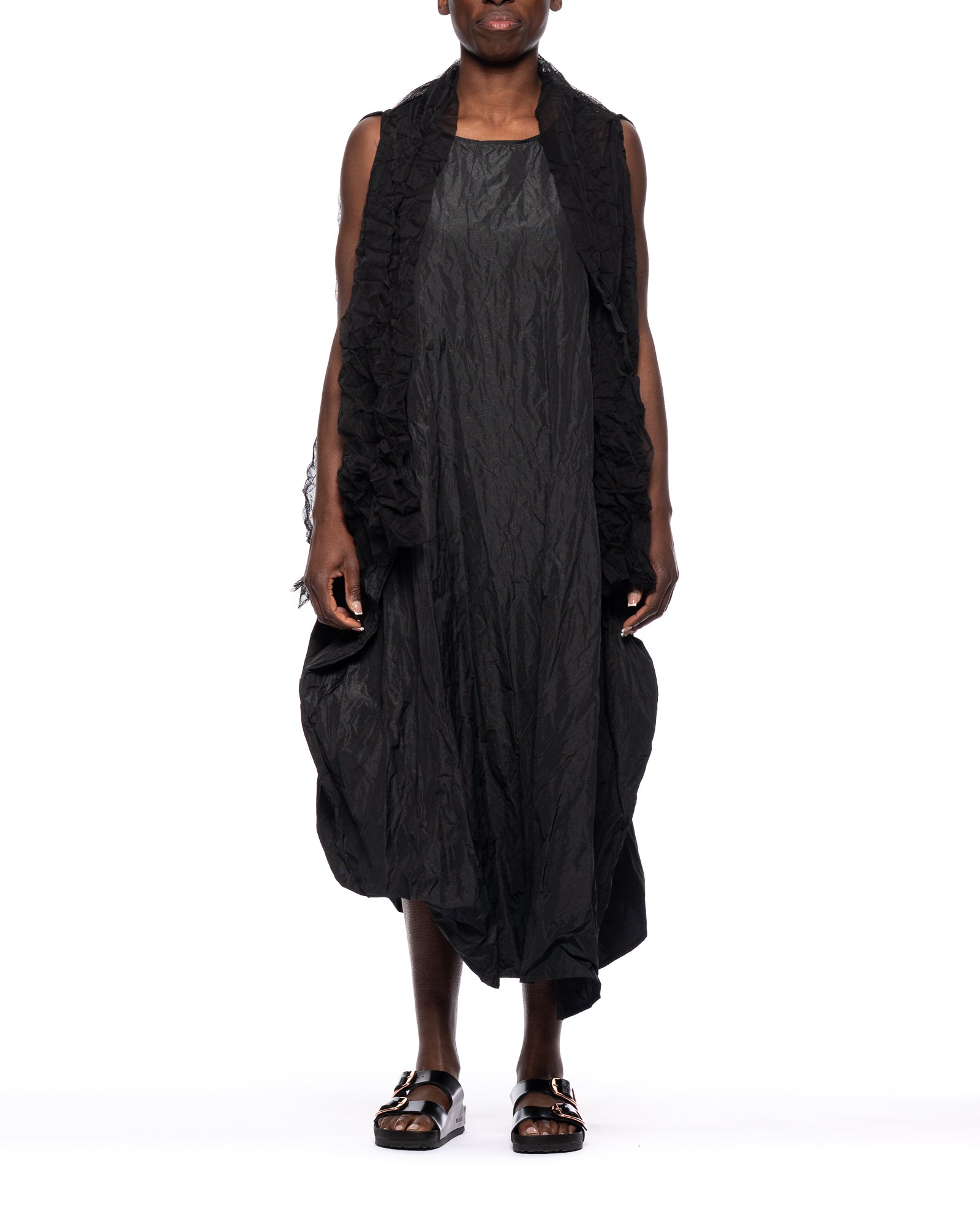Crinkled Tulle Shrug With Strapless Design