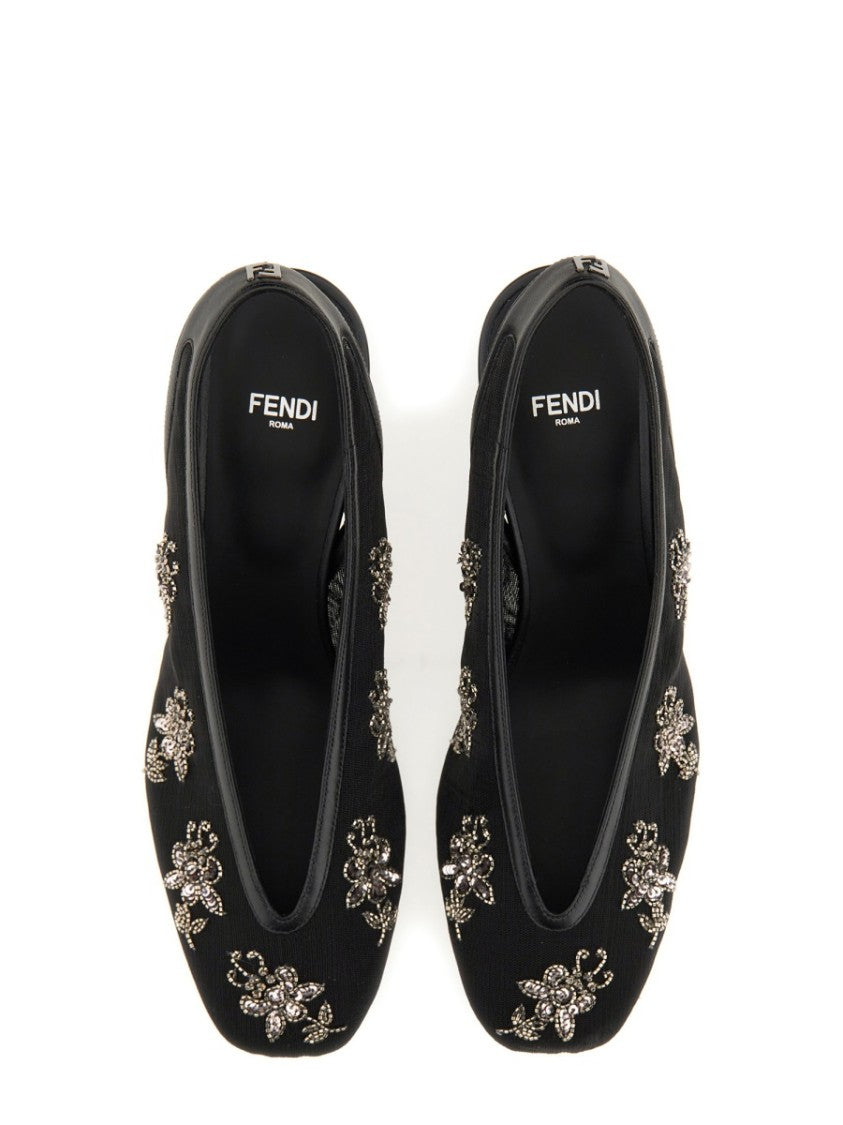 Intricate Floral Embroidery Slingback Shoes