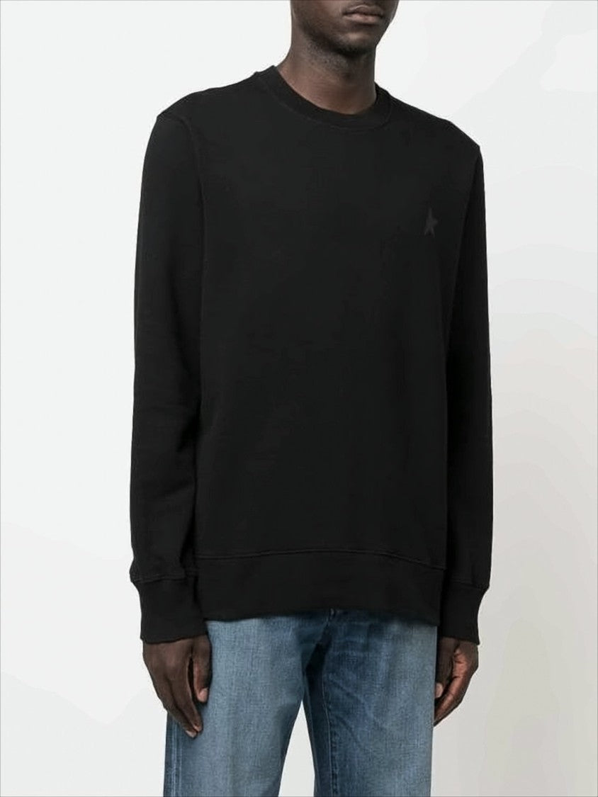 Minimalist Black Long-Sleeve Sweatshirt With Subtle Star Emblem