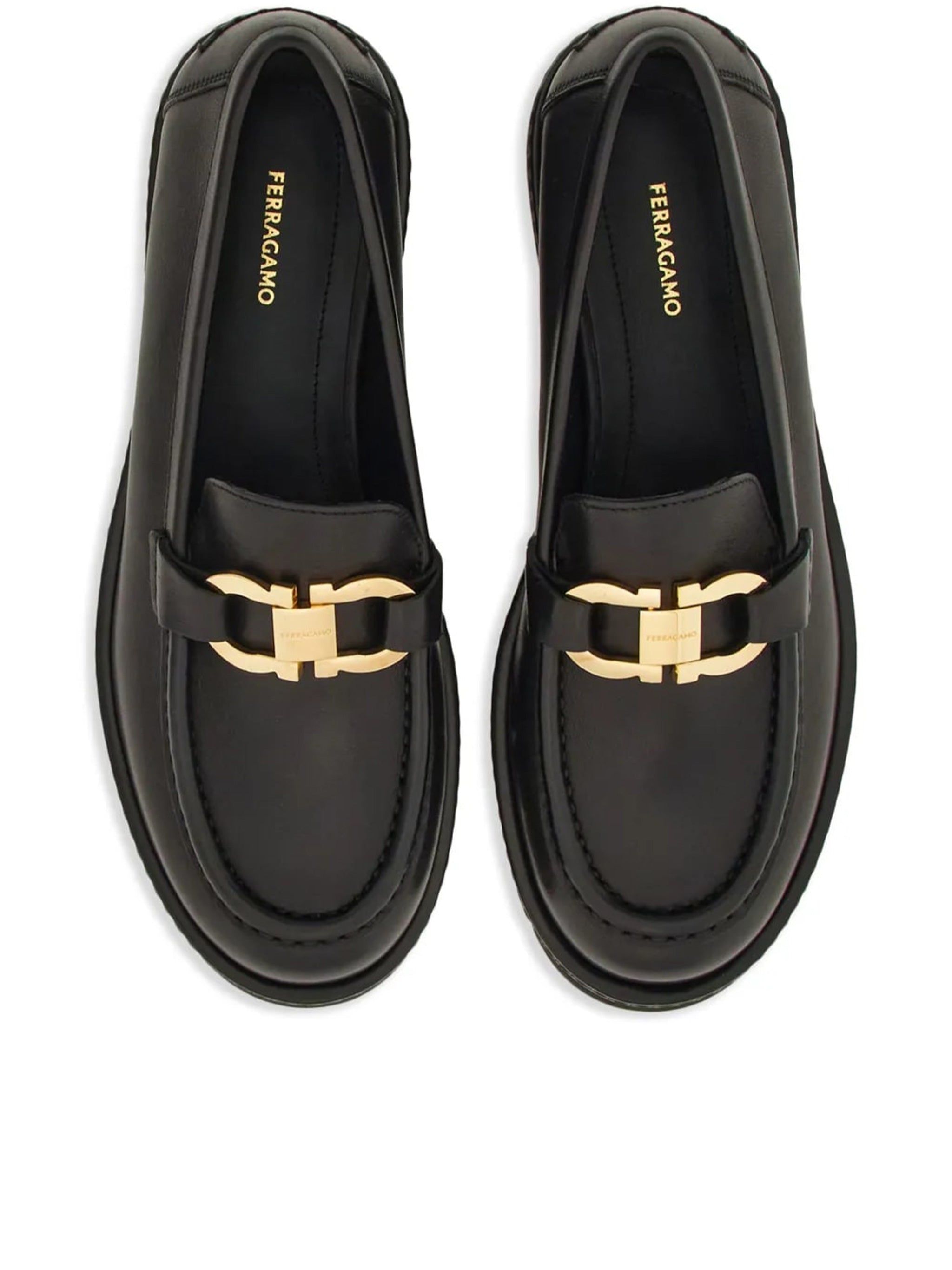 Black Maryan Lug Gancini Plaque Moccasins