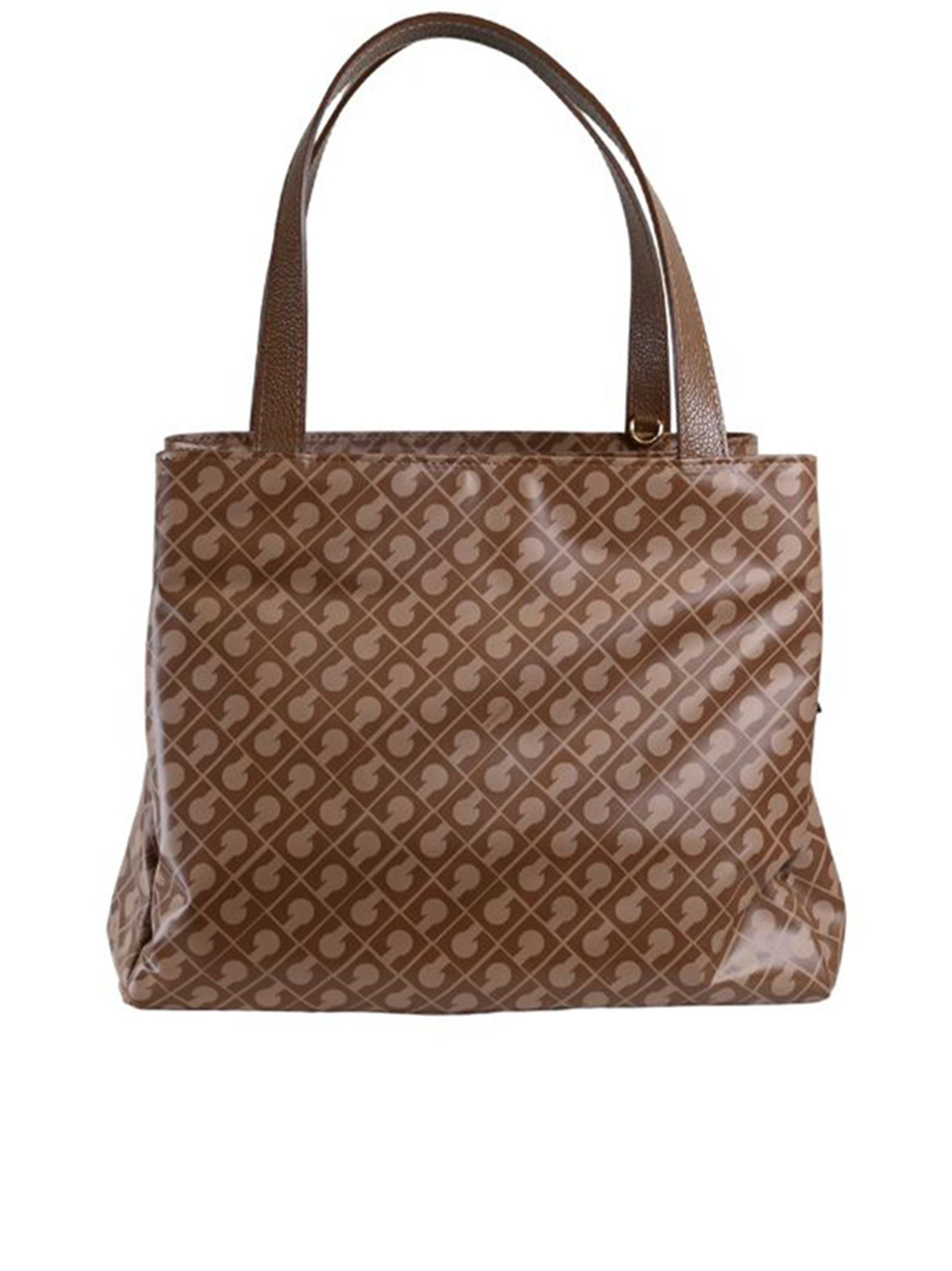 Brown Geometric Pattern Shoulder Handbag