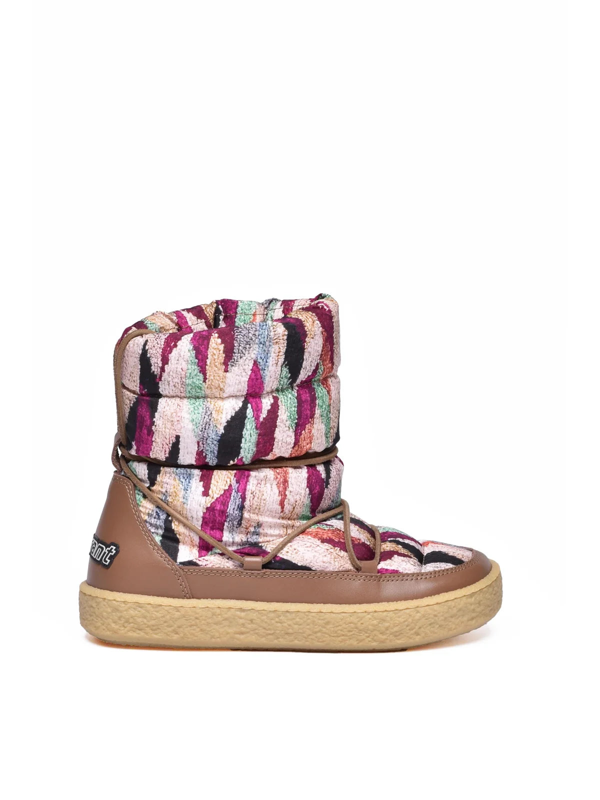 Beige/Green Nylon Leather Women's Moon Boot