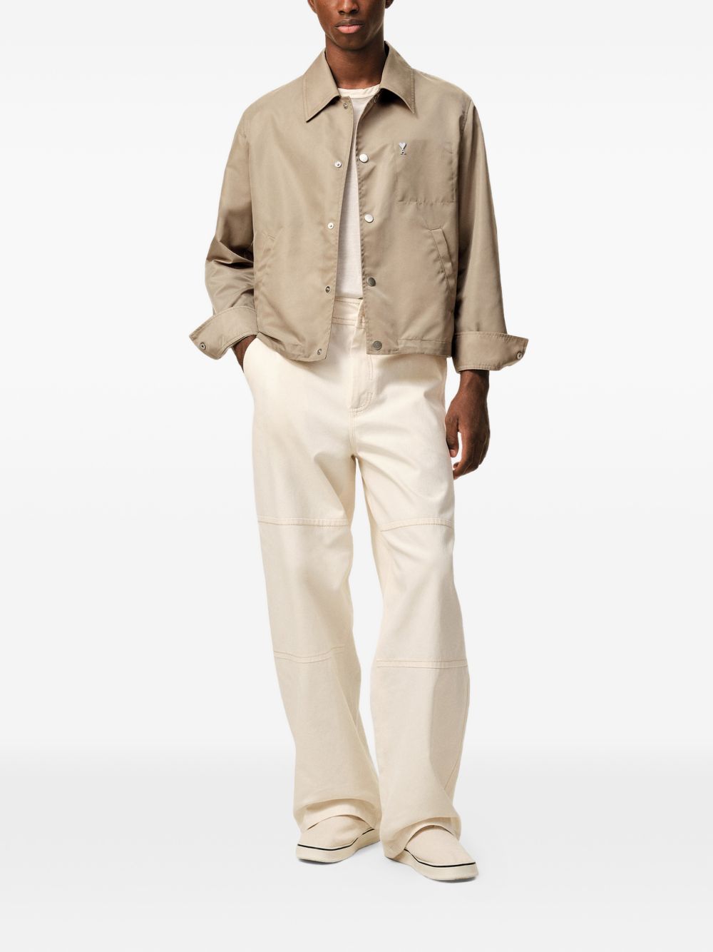 Beige Water-Repellent Jacket with Minimalist Design