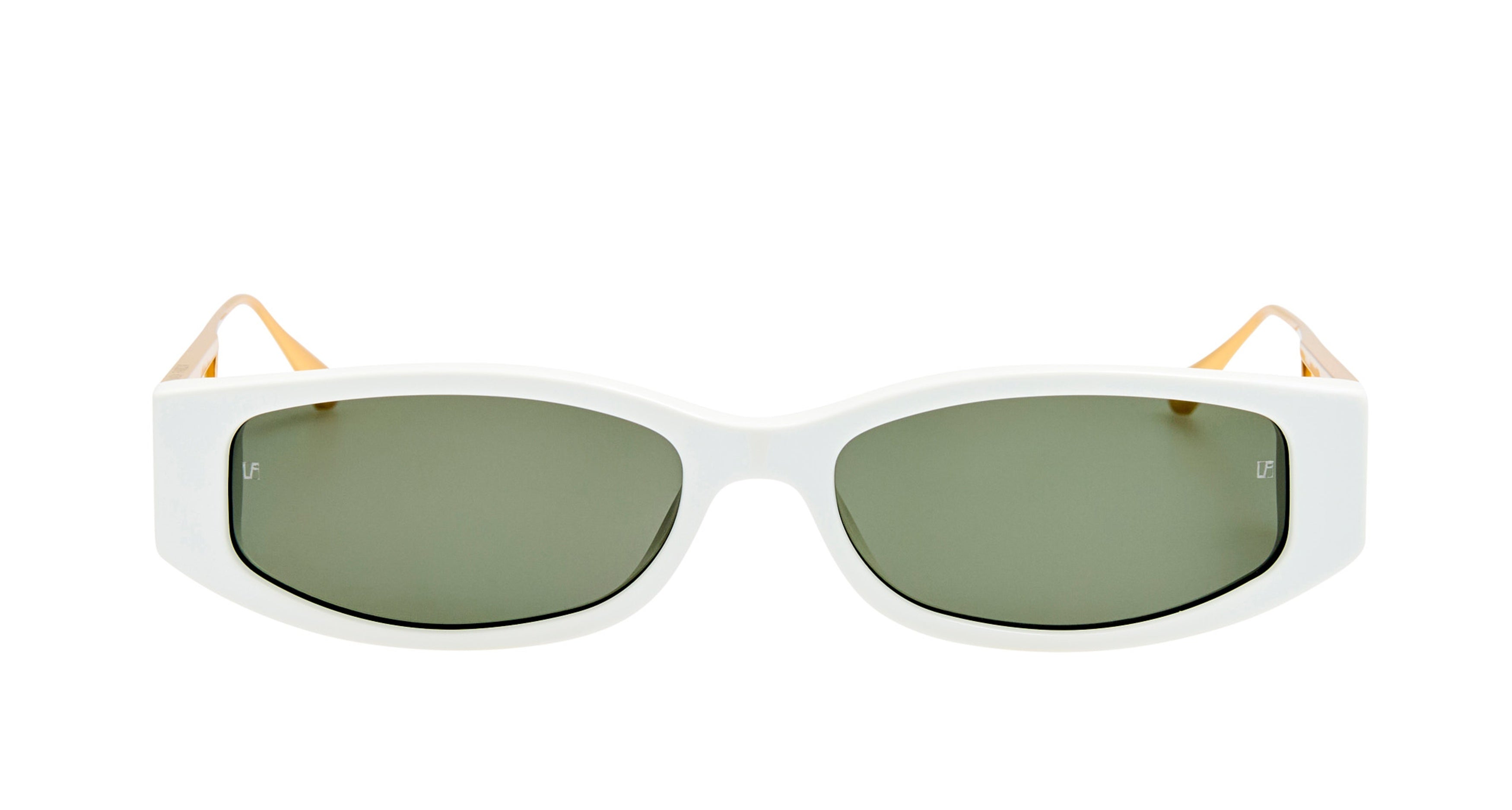 Lfl Oversized White Frame Sunglasses with Gold-tone Temples