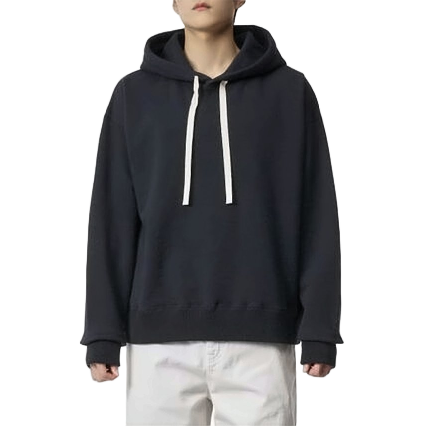 Minimalist Black Hoodie with Contrasting Drawstrings