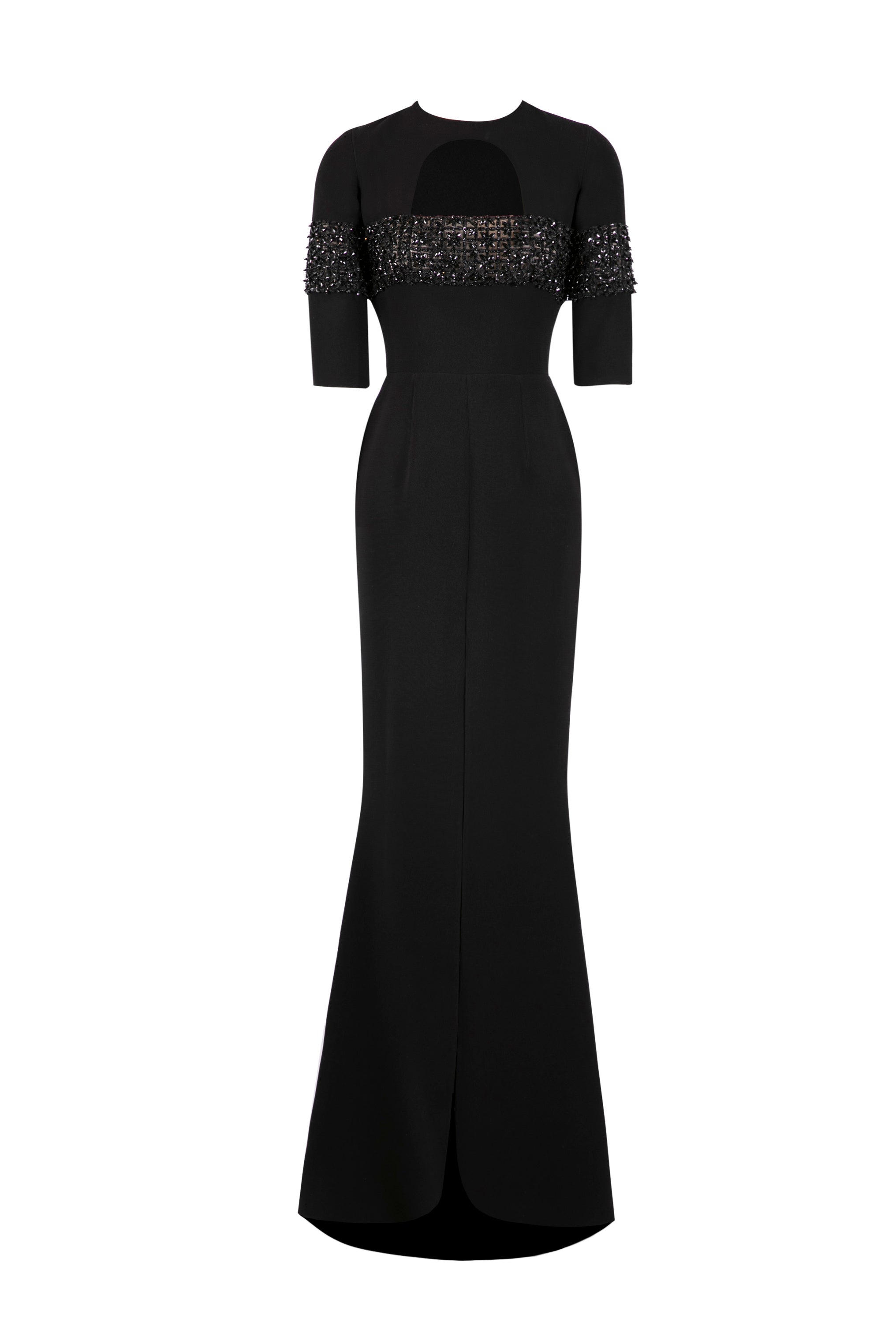 Jet Black Canton Crepe Mermaid Dress
