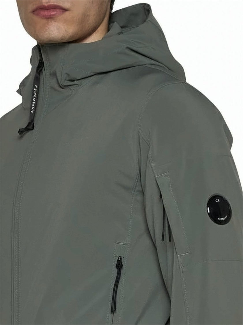 Hooded Grey Jacket With Zippered Pockets And Ribbed Cuffs