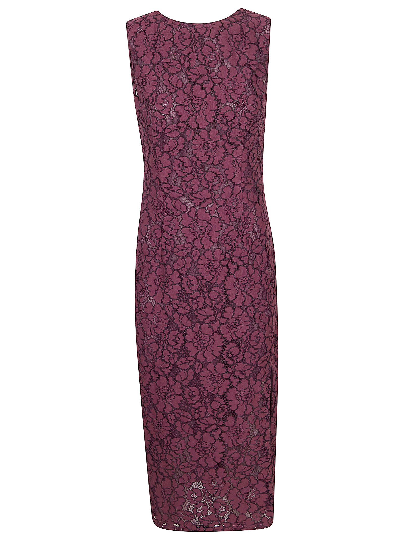 Sleeveless Midi Dress with Floral Lace Overlay