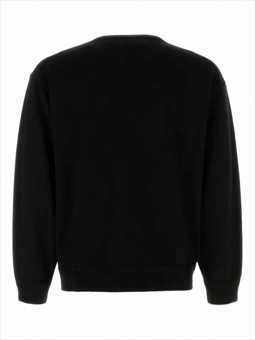Minimalist Black Wool Sweater With Subtle Embroidery