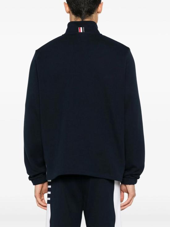 Half-Zip Long-Sleeve Cotton Sweatshirt with Contrasting Panels