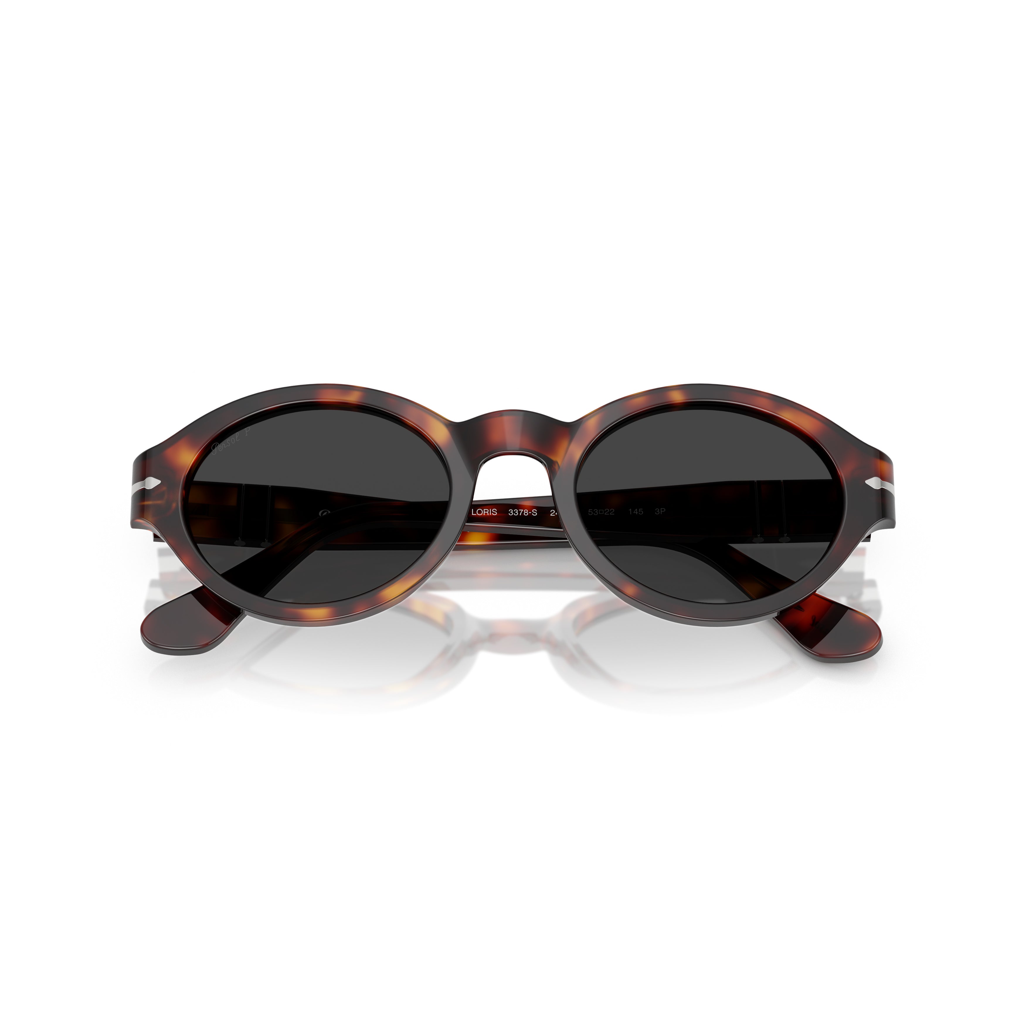 0po3378s Tortoiseshell Oval Frame Sunglasses with Metallic Detail