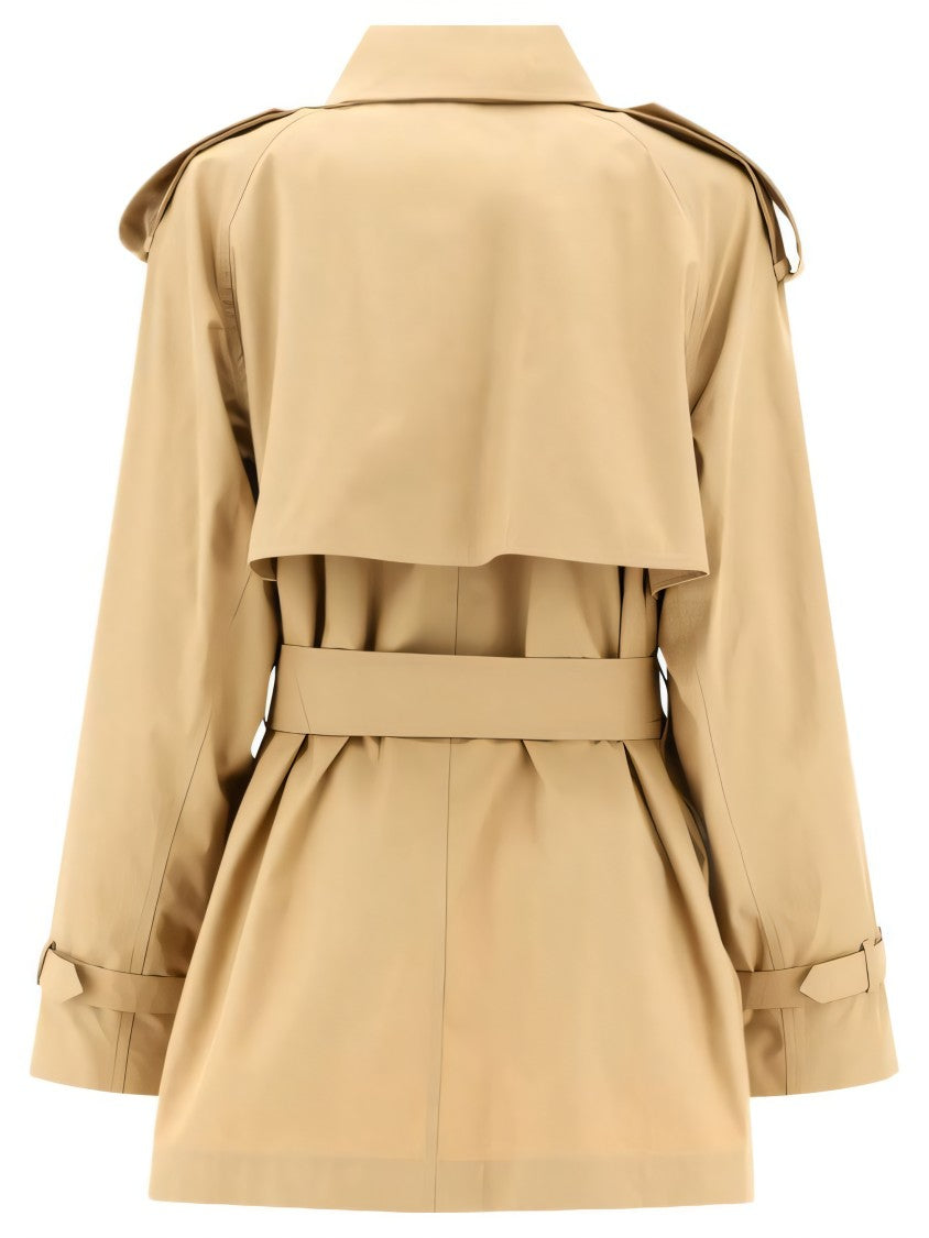 Classic Double-Breasted Trench Coat With Belted Waist