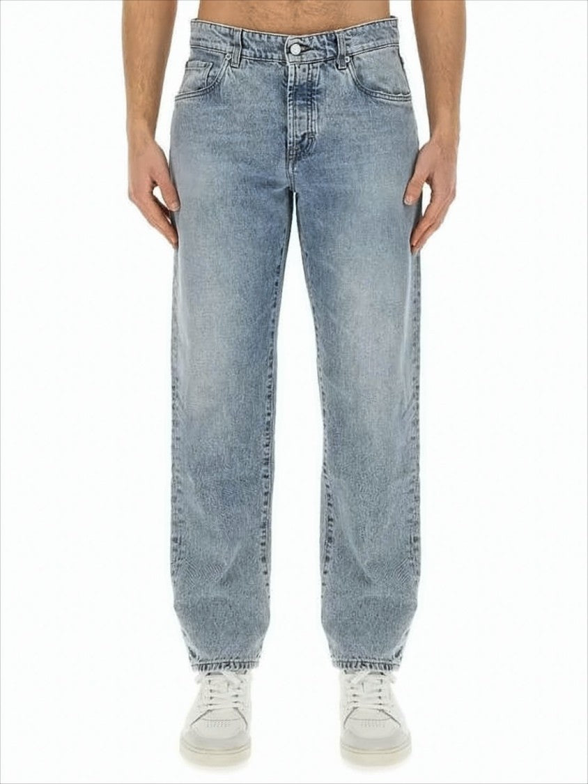 Light Blue Straight-Leg Denim Pants