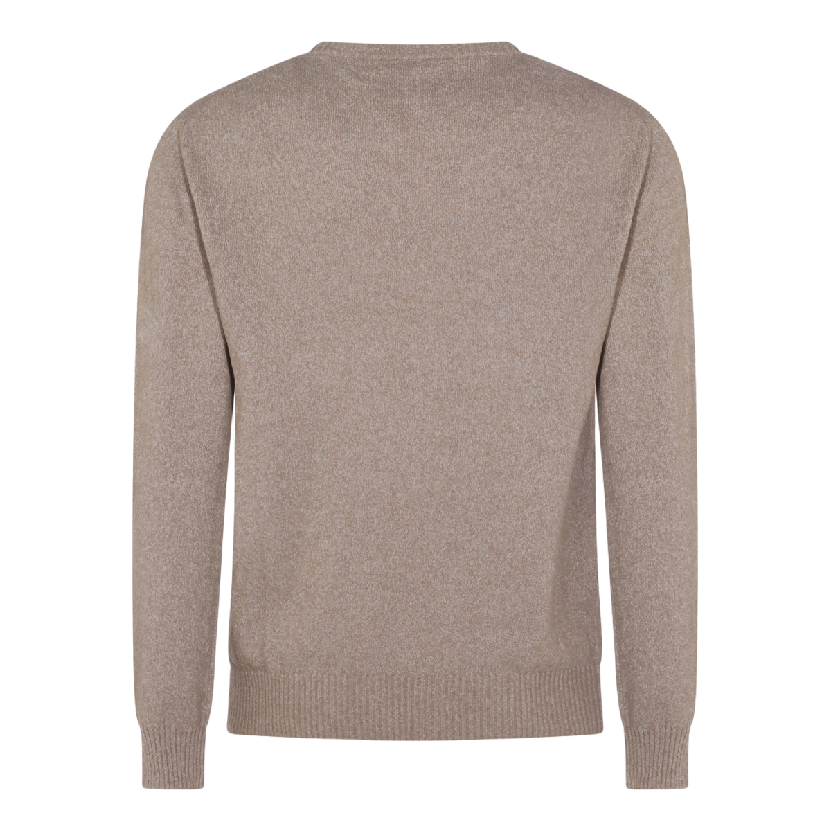 Beige Knit Sweater with Ribbed Cuffs