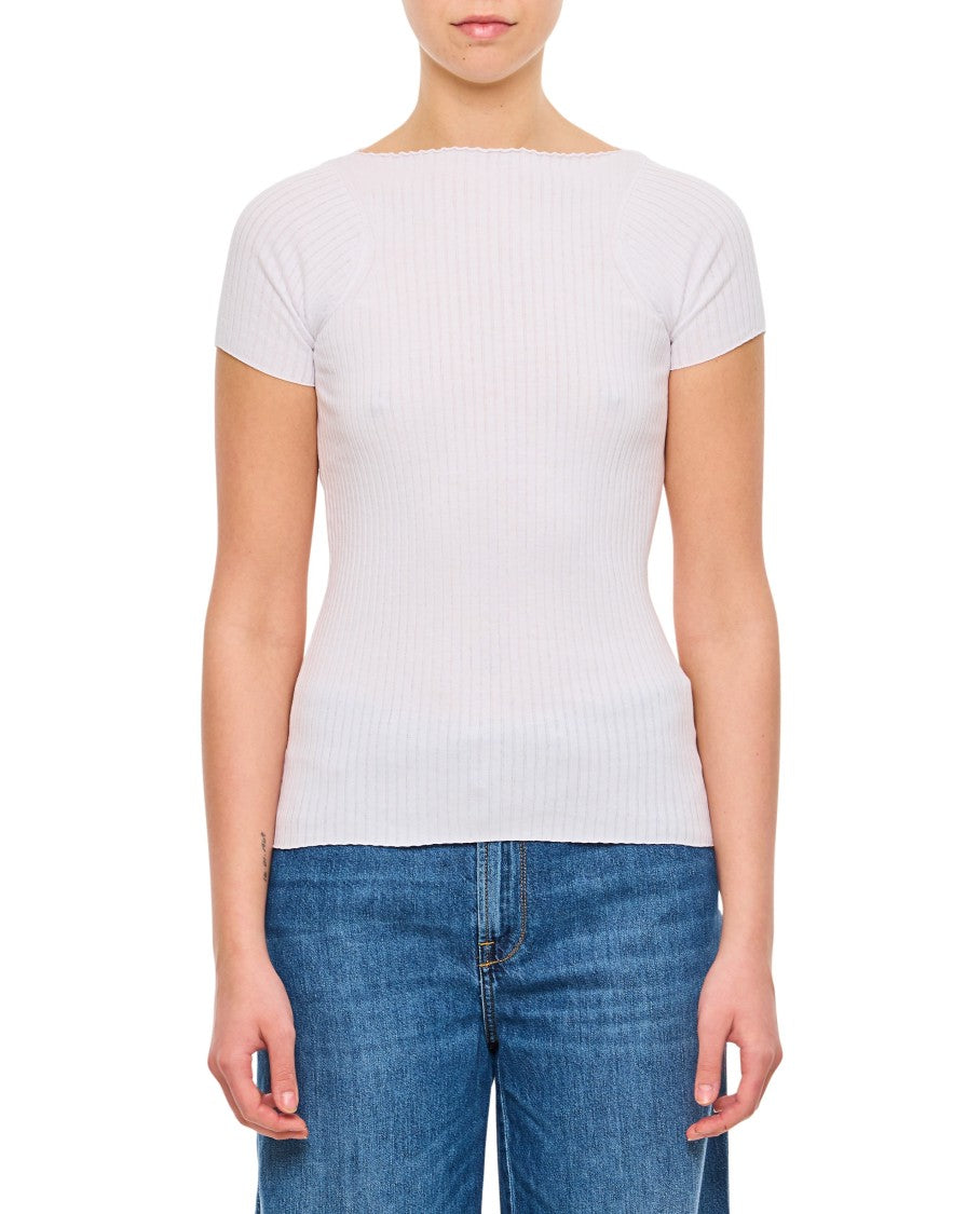 Fitted Knitted Top With Short Sleeves