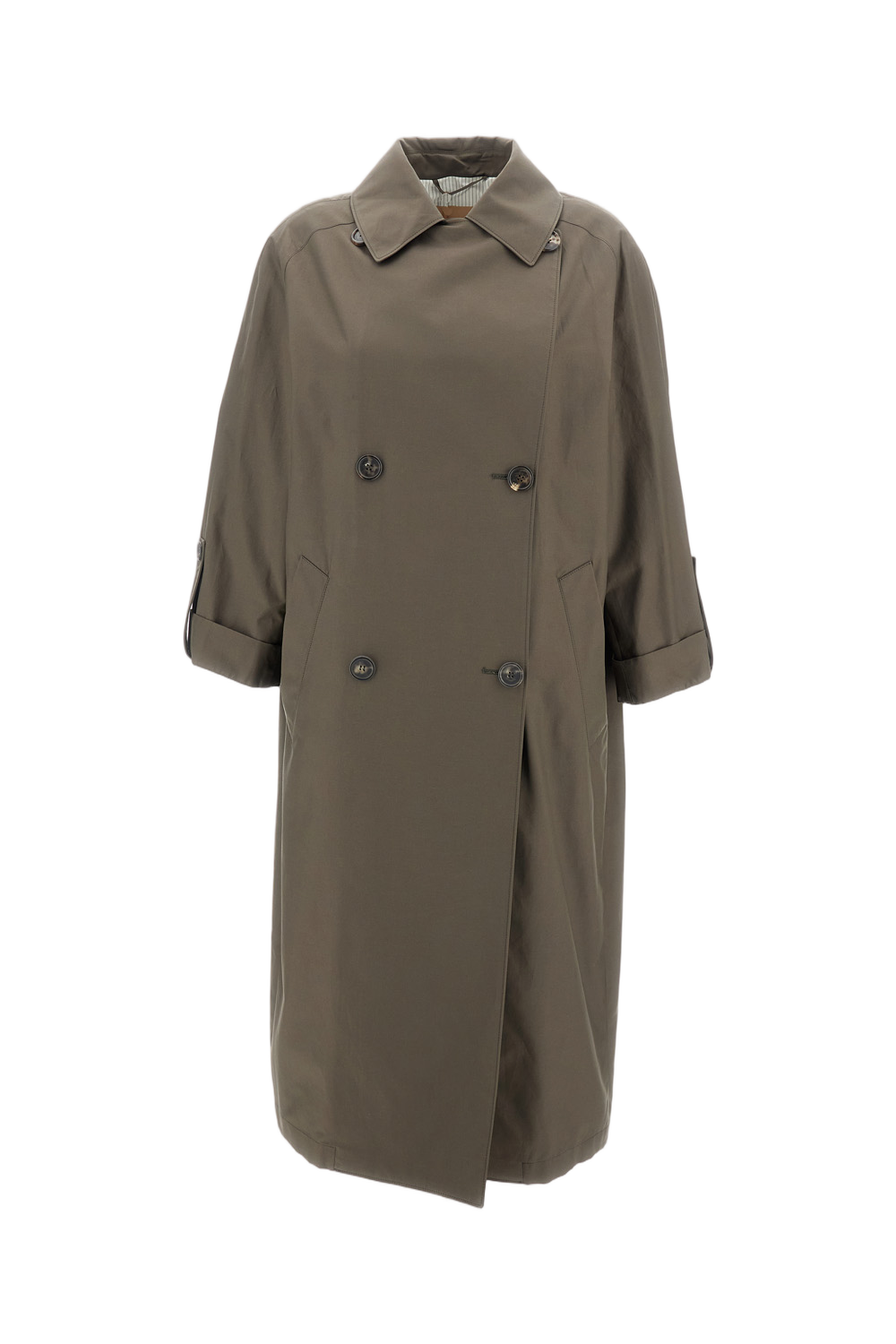 Double-Breasted Long Trench Coat