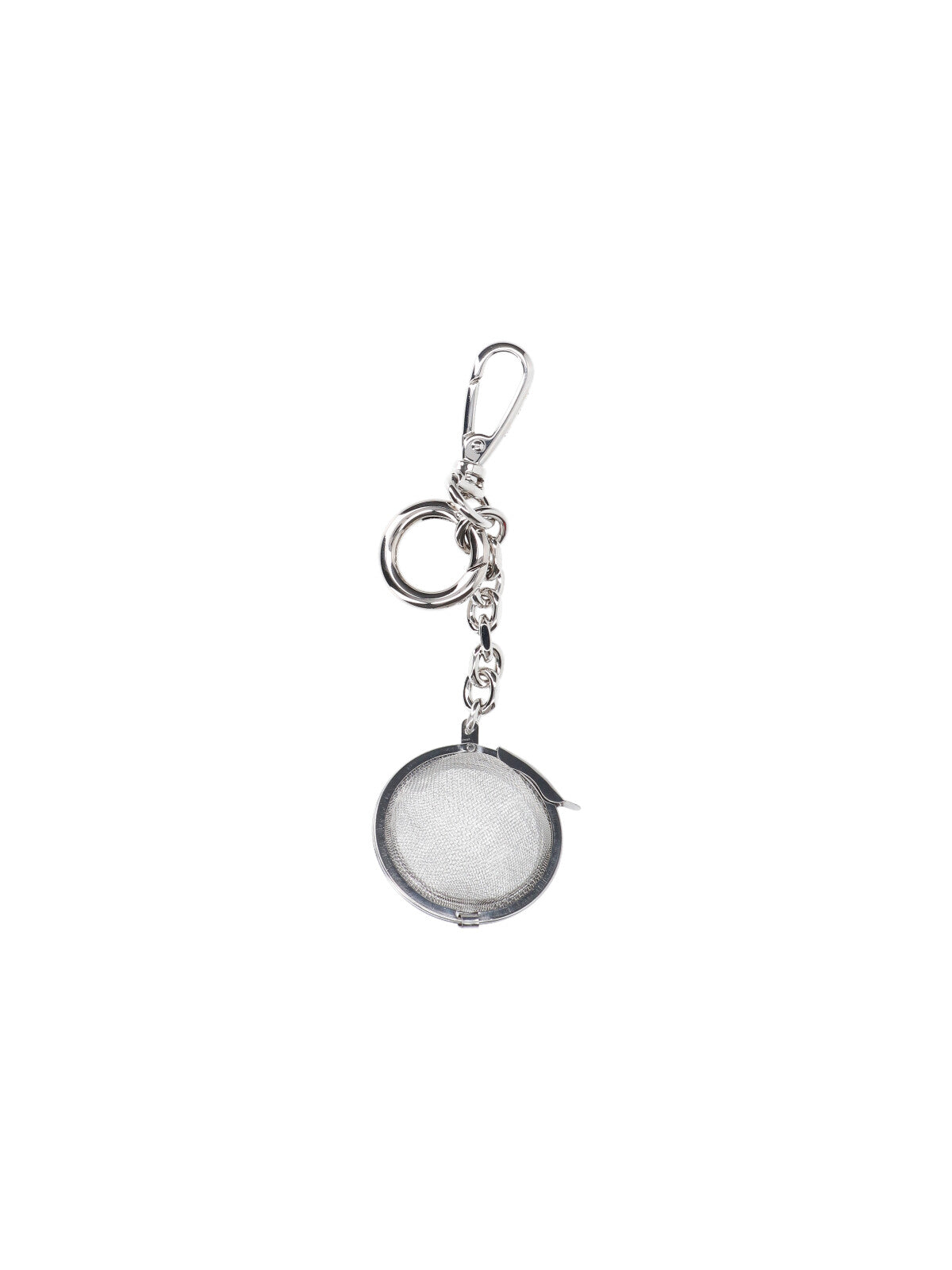 Silver-Tone Tea Infuser Keychain Charm