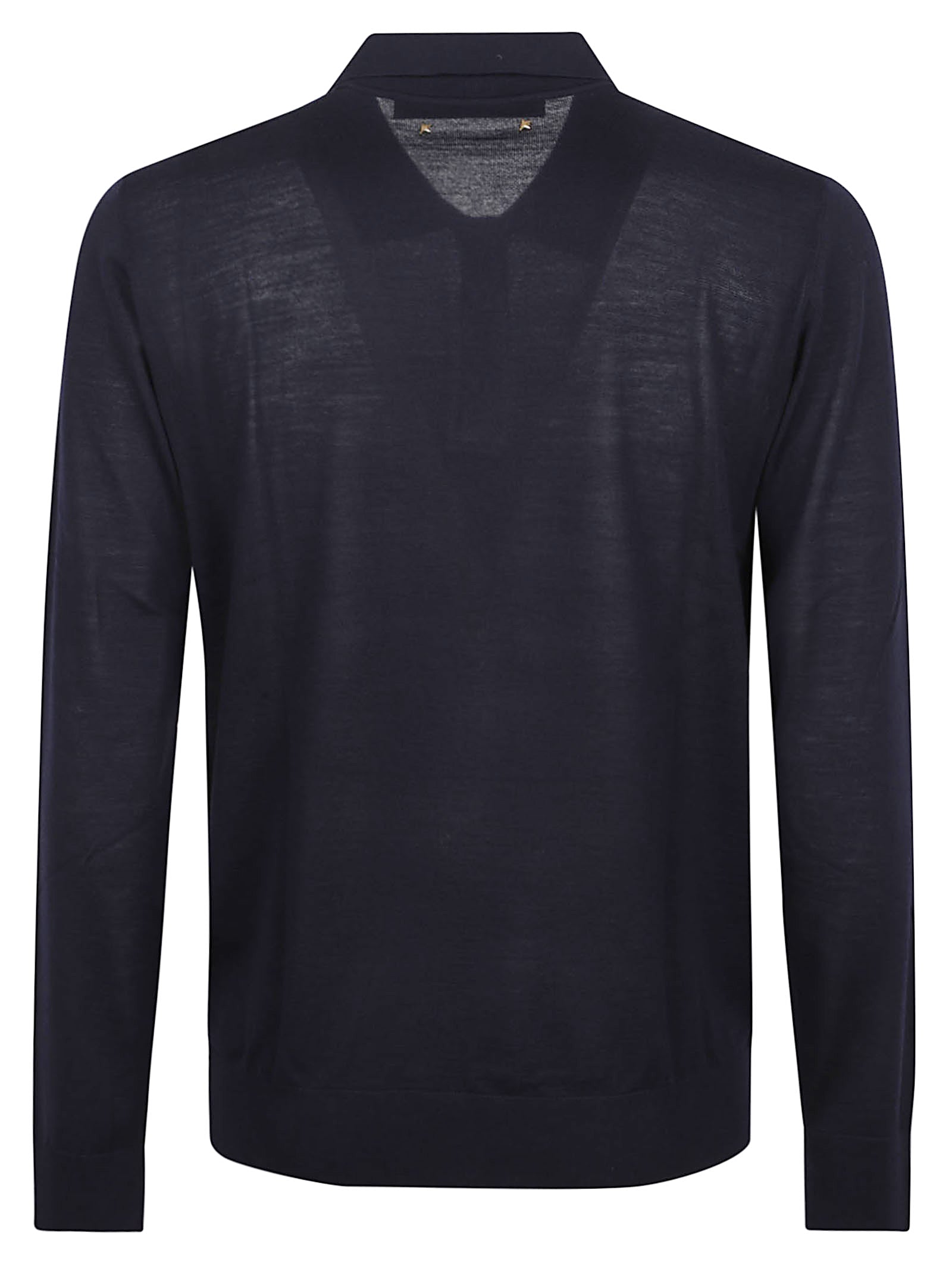 Navy Blue Virgin Wool Polo Sweater