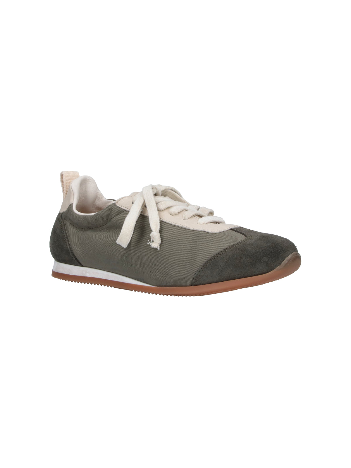Brown Rounded Toe Leather Sneakers