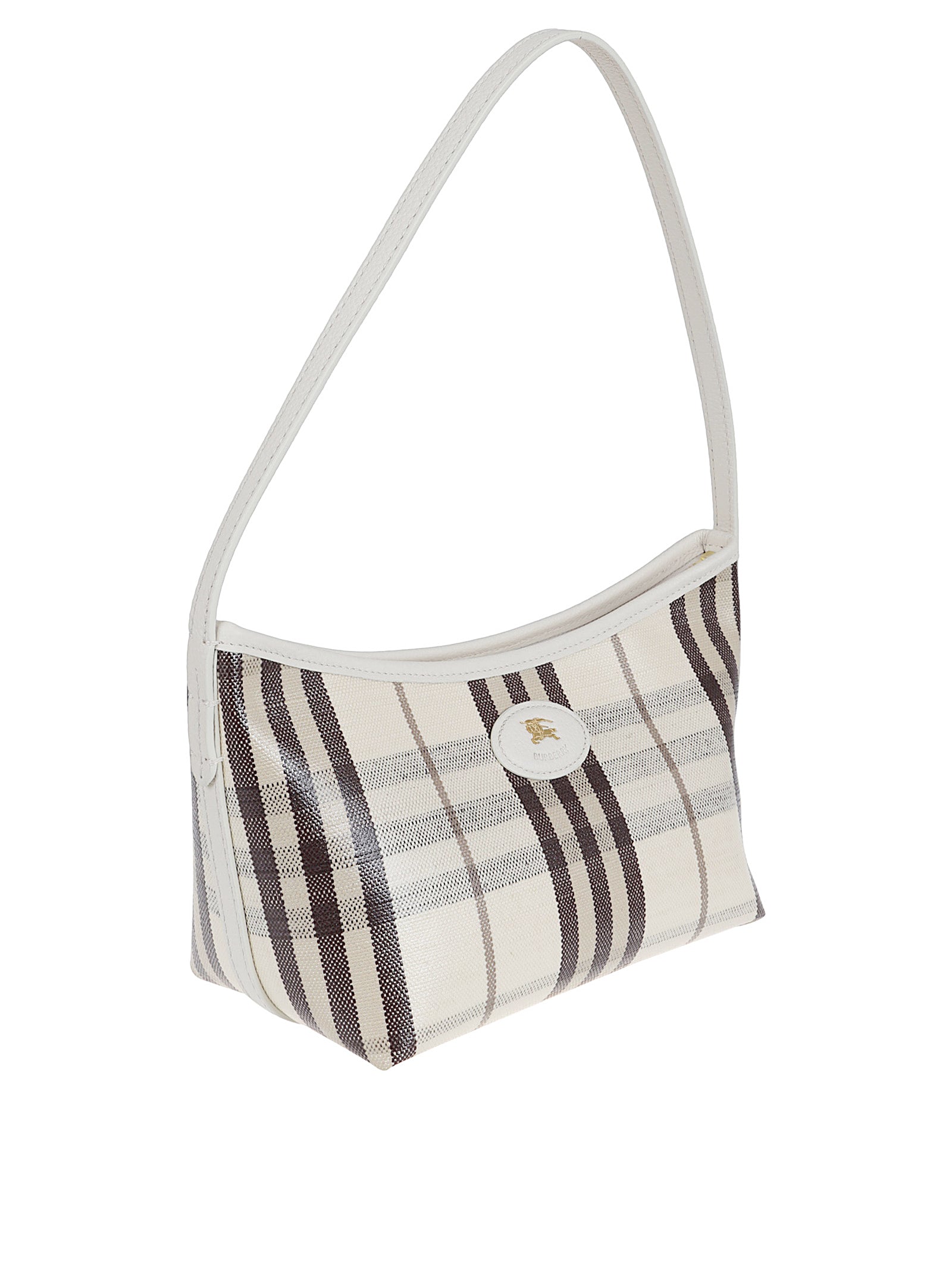 Compact Plaid Shoulder Bag in Cotton-Linen Blend