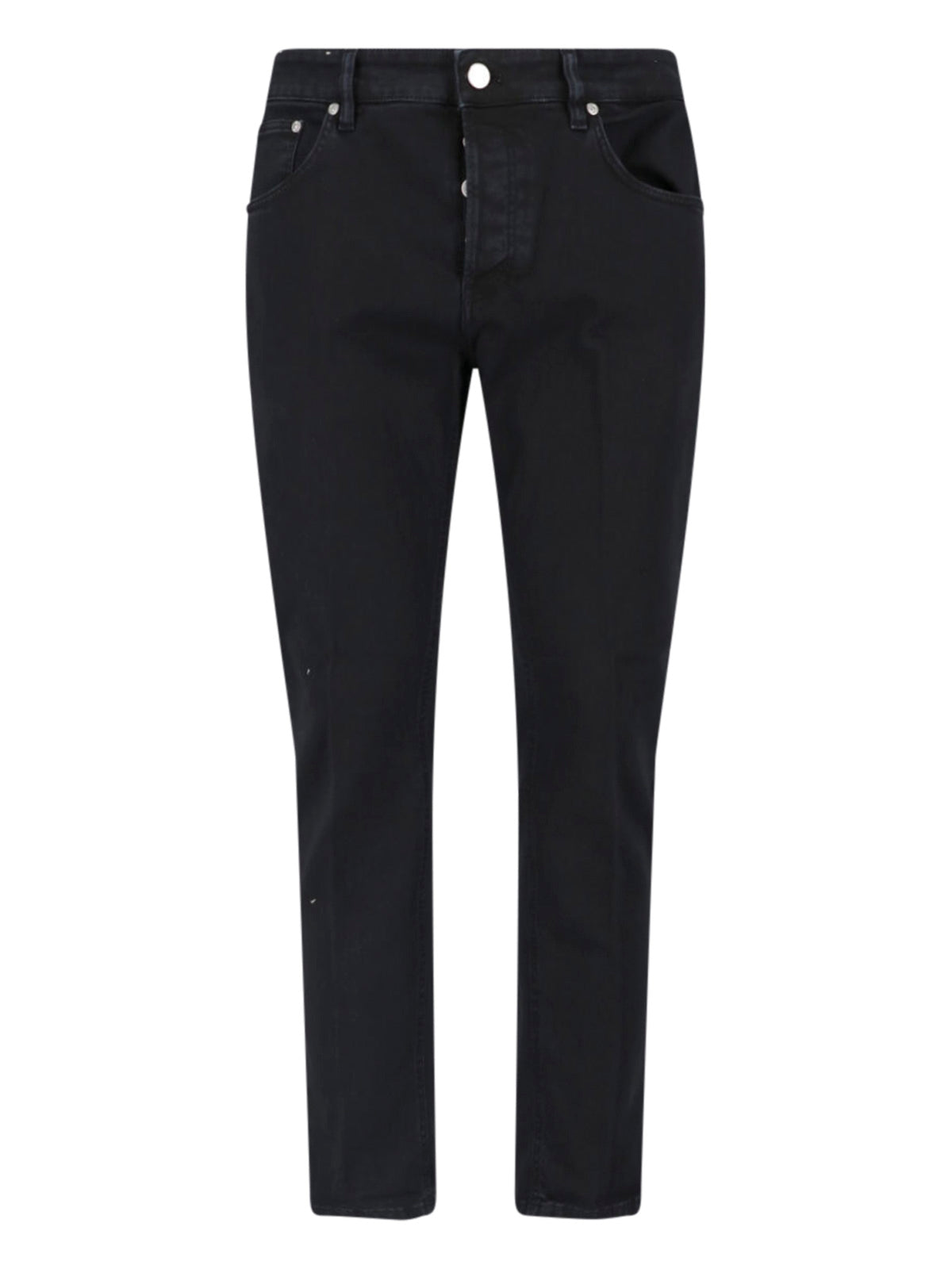 Black Straight-Leg Stretch Cotton Jeans