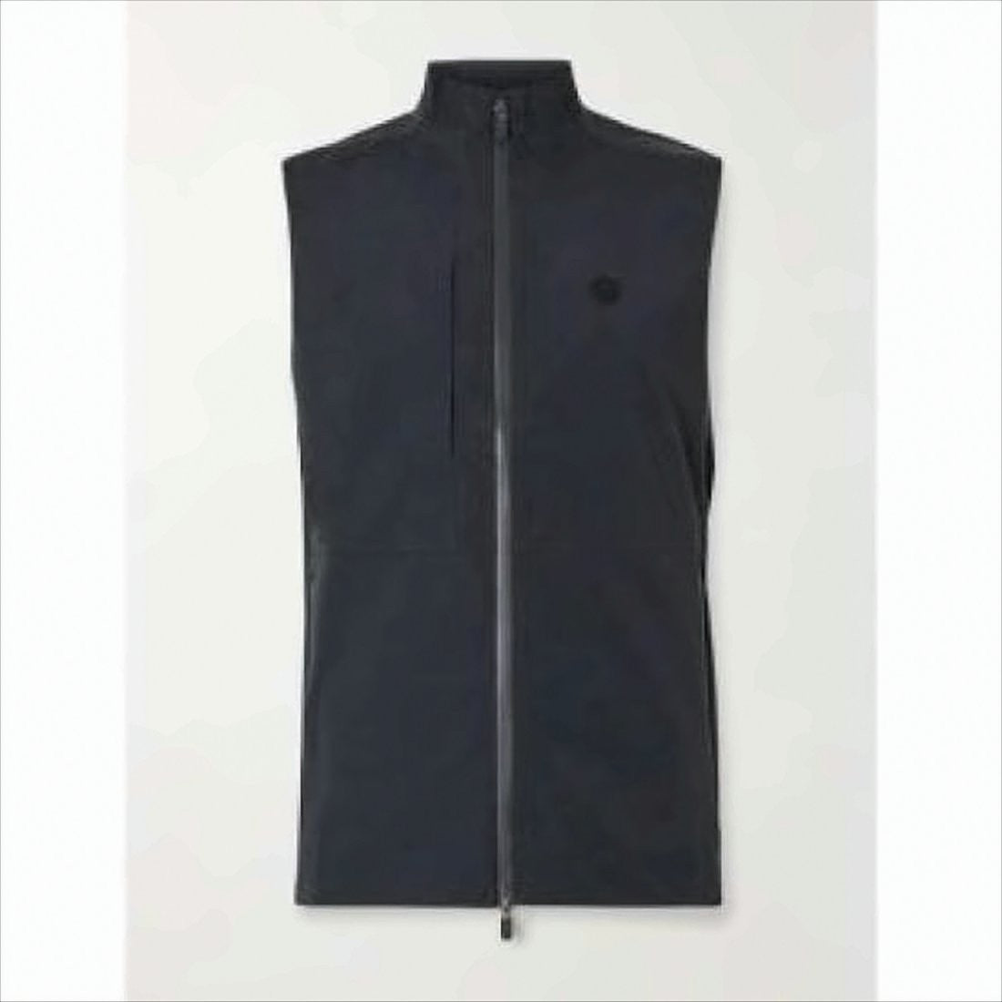 High-Collar Black Vest With Zippered Pockets