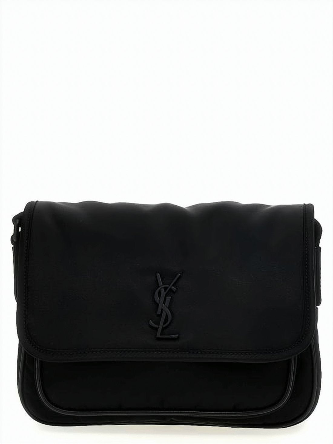 Structured Black Crossbody Bag with Flap Closure