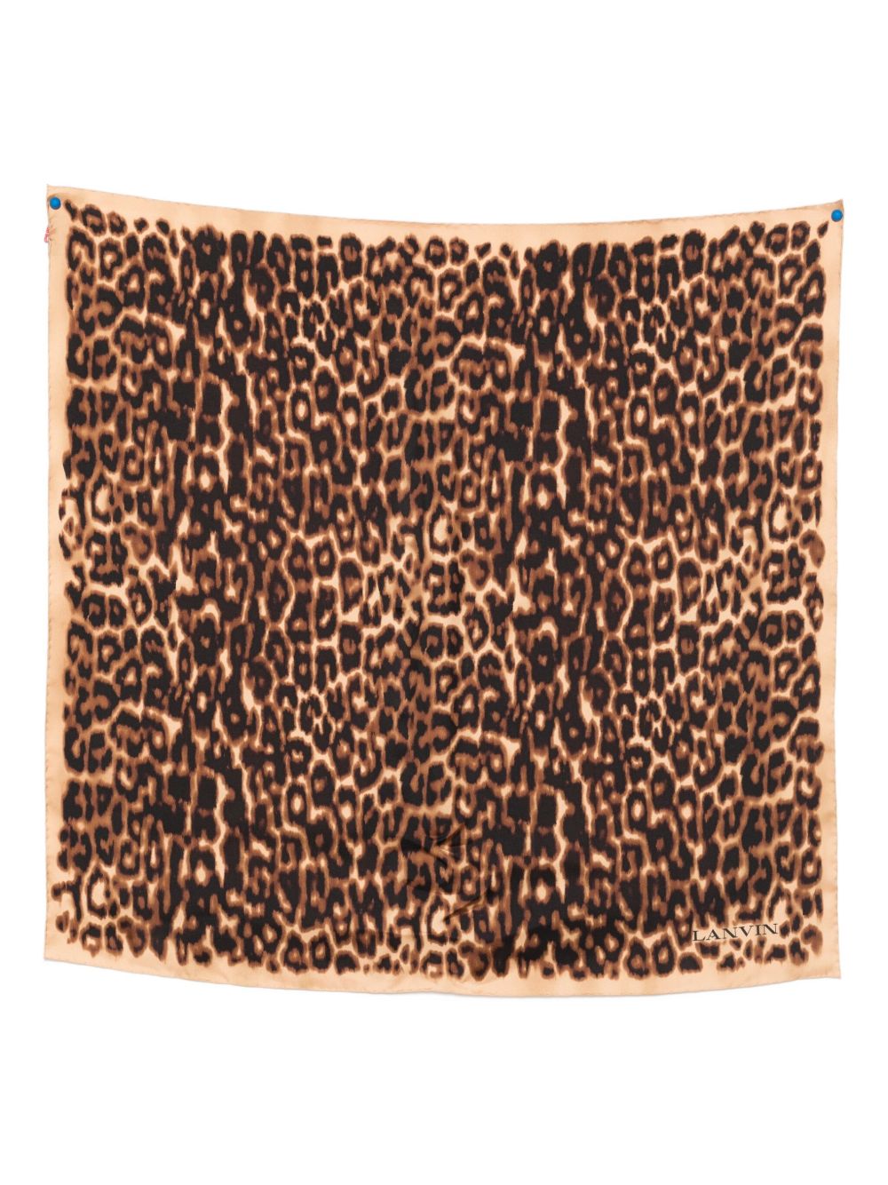 Square Silk Scarf With Golden Brown Leopard Print