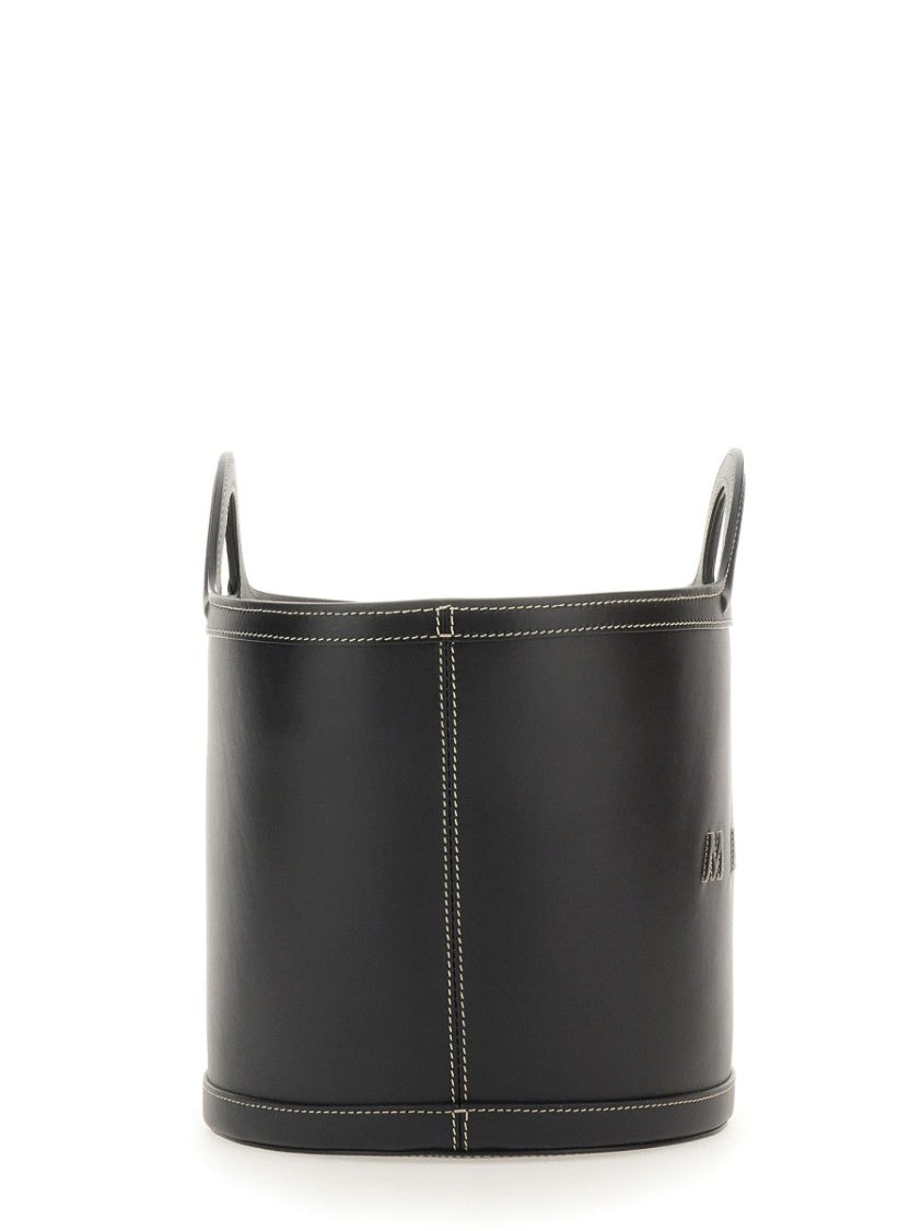 Structured Black Shoulder Bag With Double Top Handle