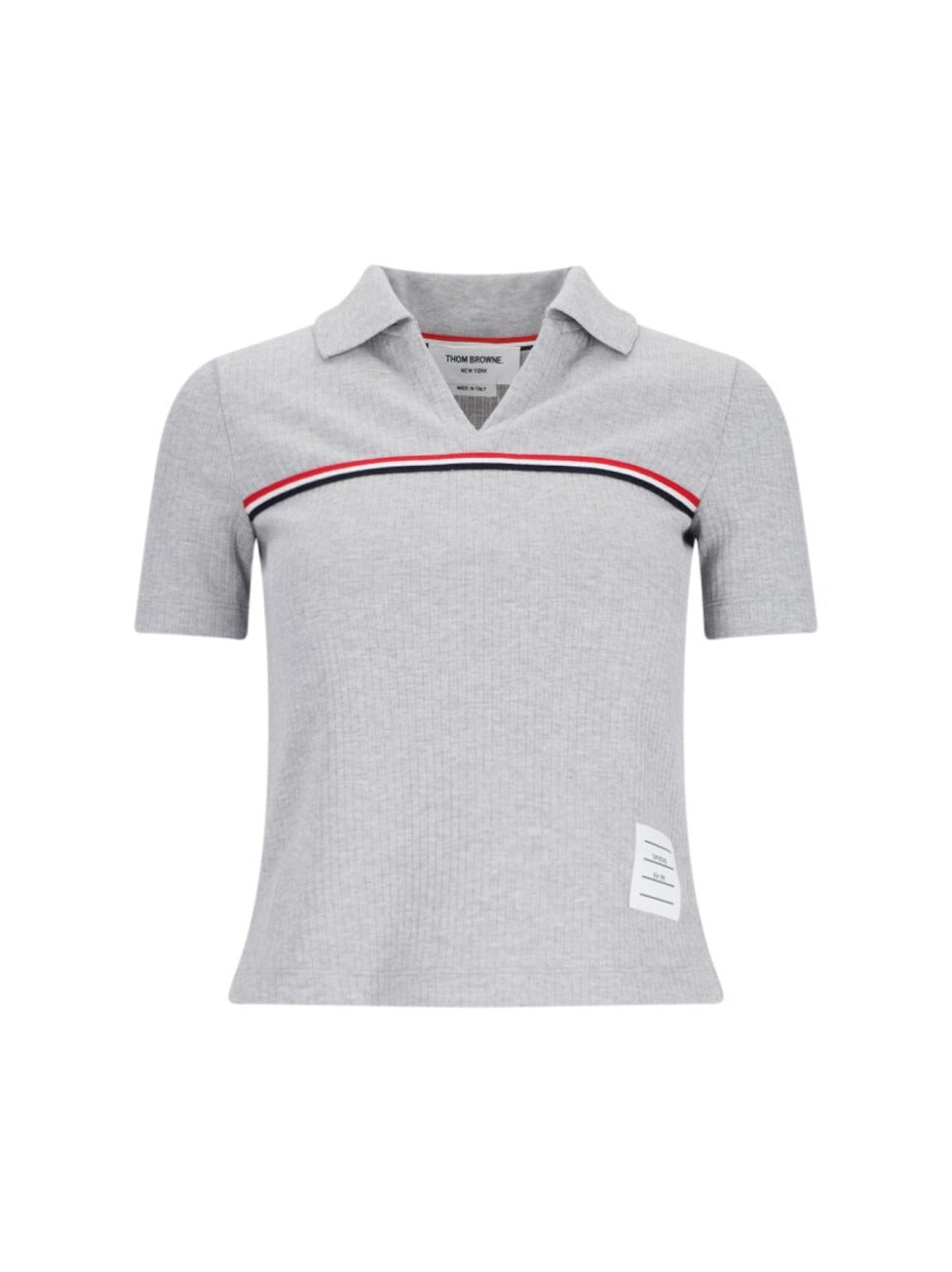 "Three Stripes" Knit Polo – Gray