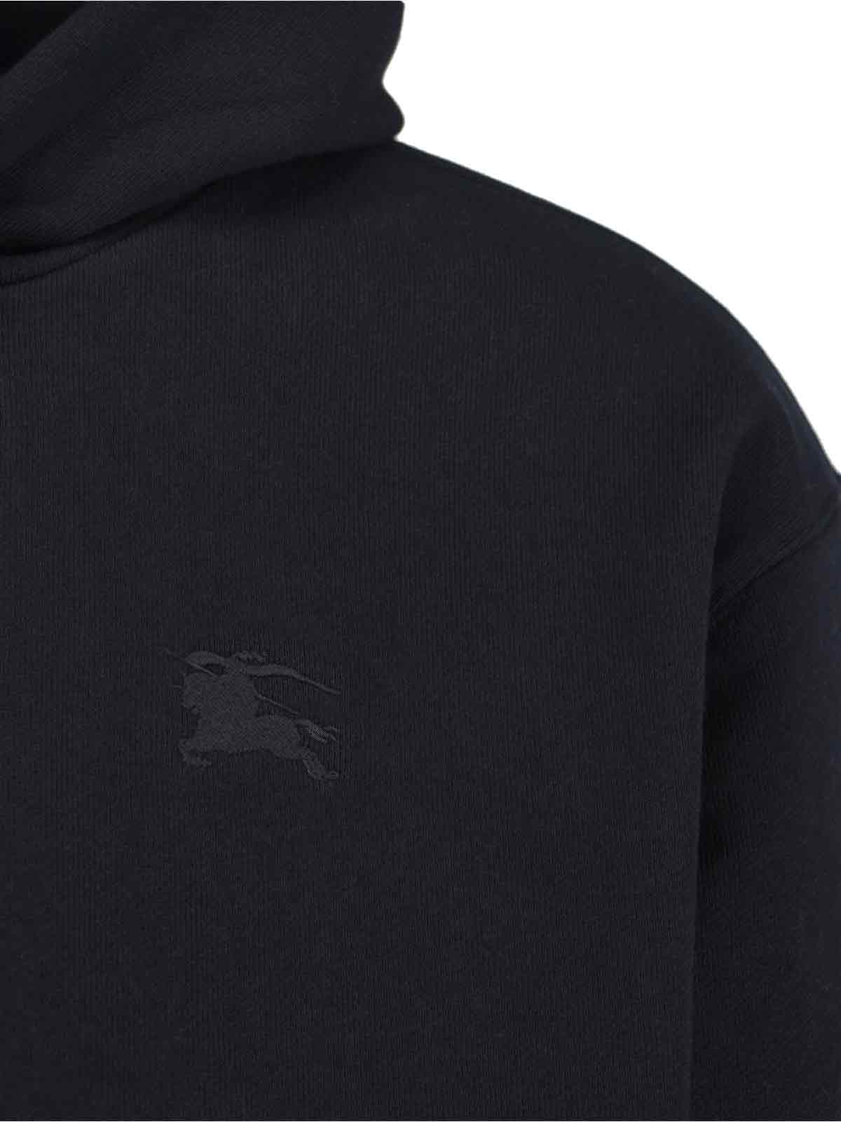 "Reilly Chk Pch" Hooded Sweatshirt In Black Cotton