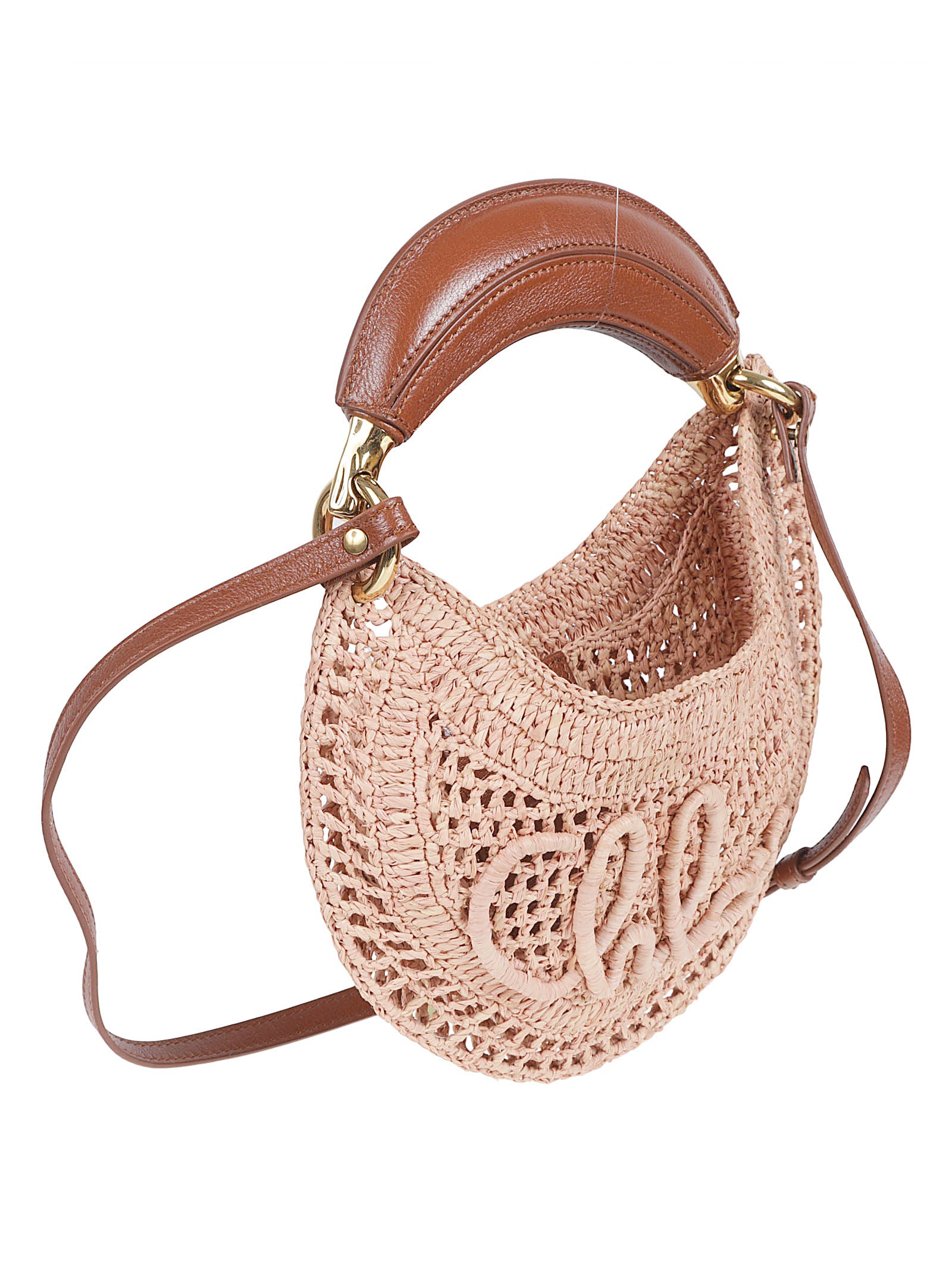 Mini Hobo Bag in Woven Raffia with Adjustable Strap