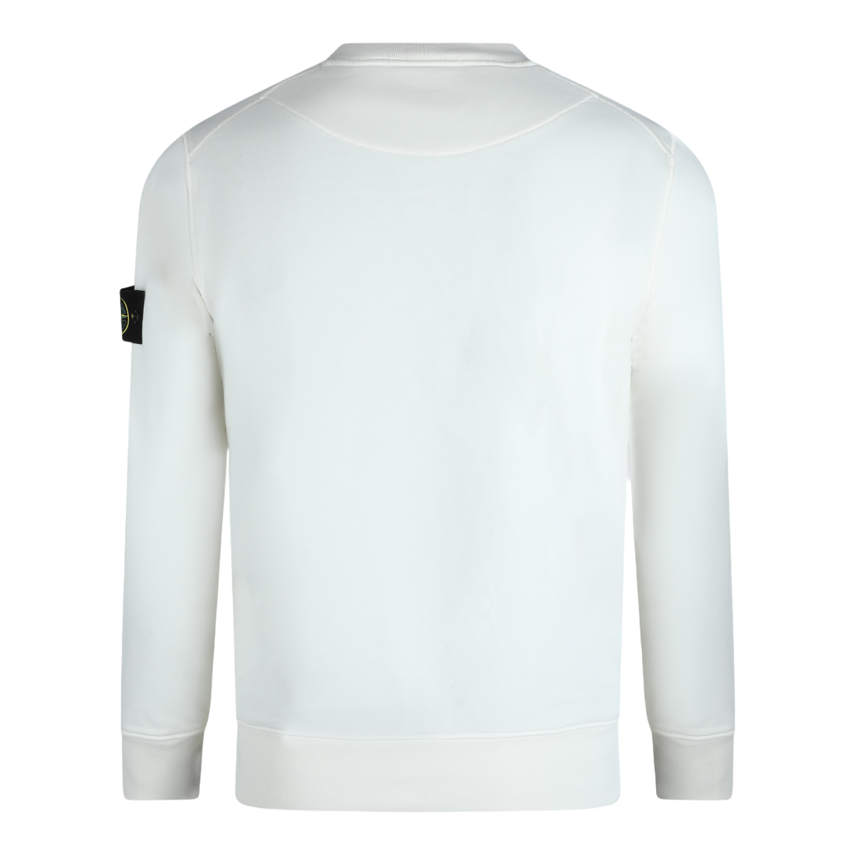 White Crewneck Sweater with Ribbed Details