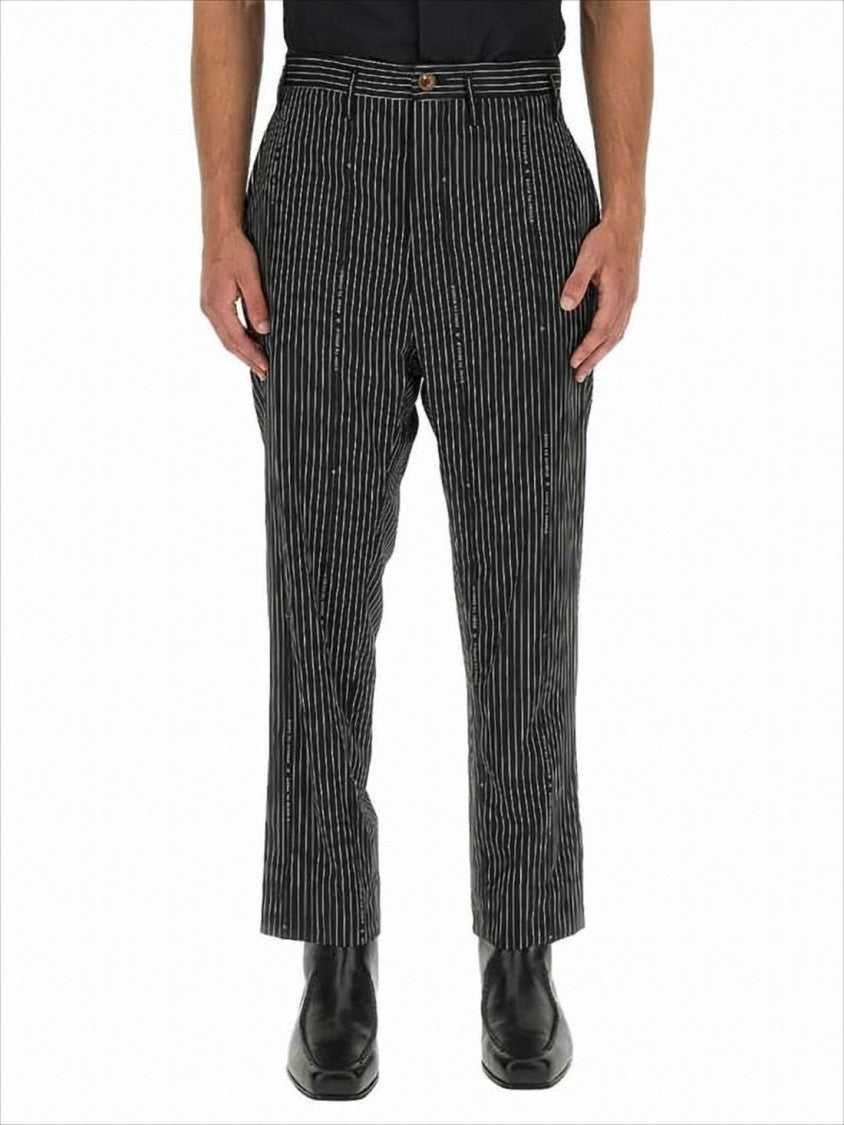Pinstripe Tailored Pants with High Waist