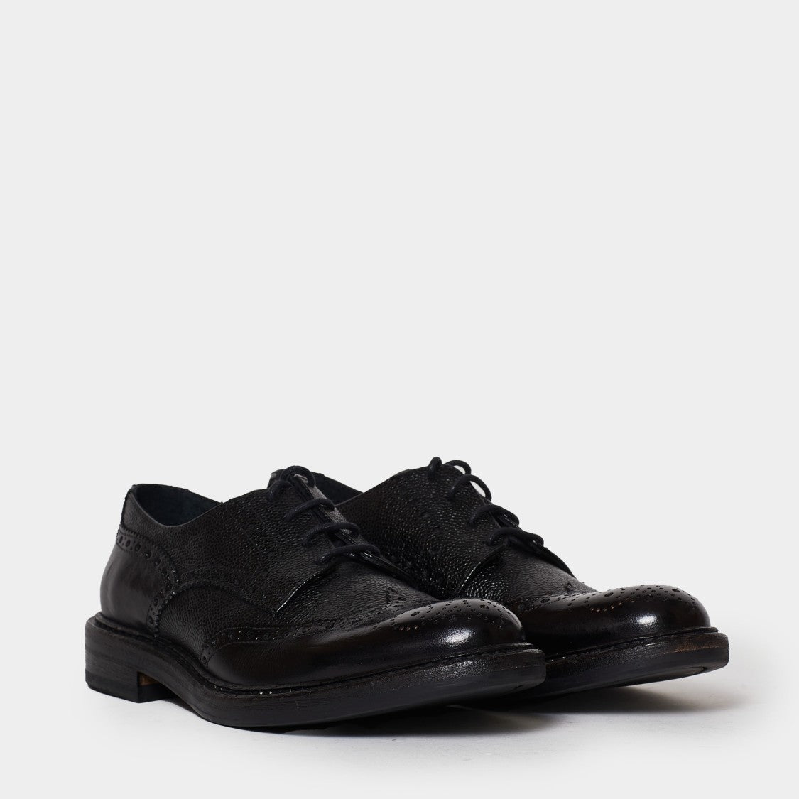Black Leather Lace-Up Shoes