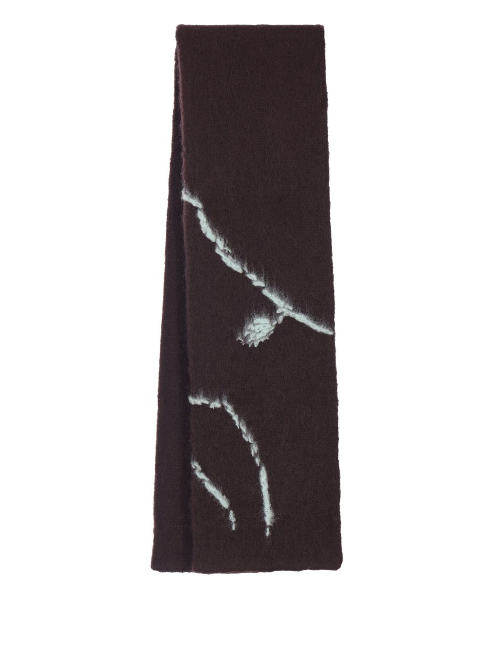 Rectangular Brown Scarf with Embroidery