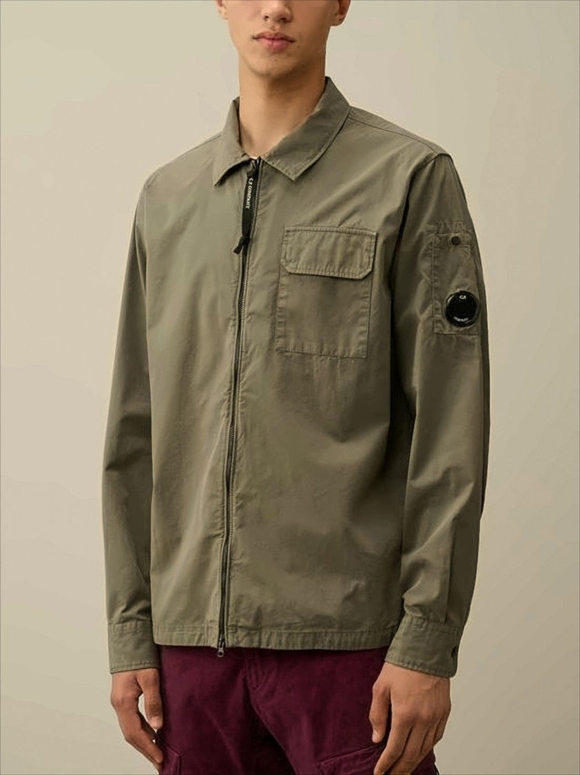 Brown Minimalist Casual Jacket With Unique Lens Detail
