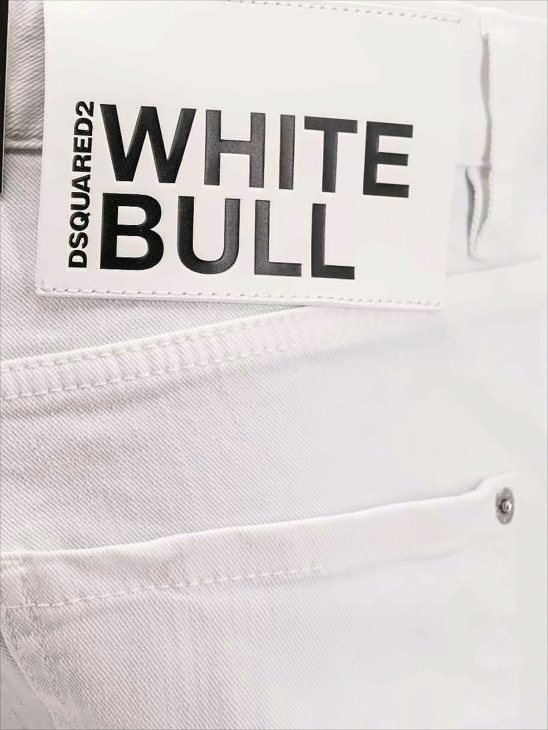 Slim-Fit White Denim Pants
