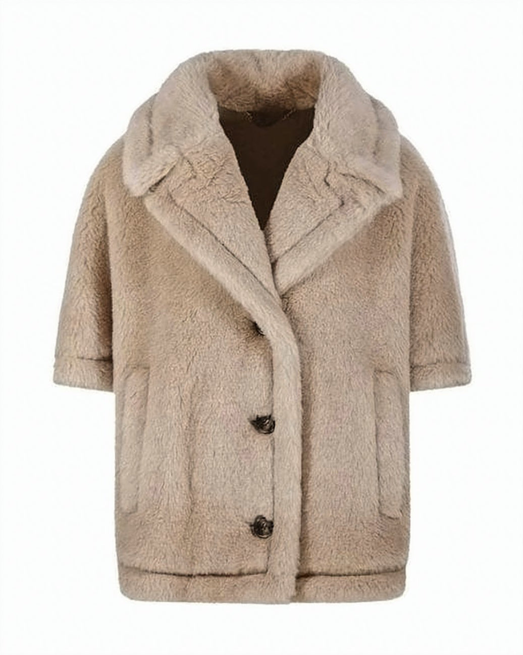 Plush Textured Cape with Notched Collar