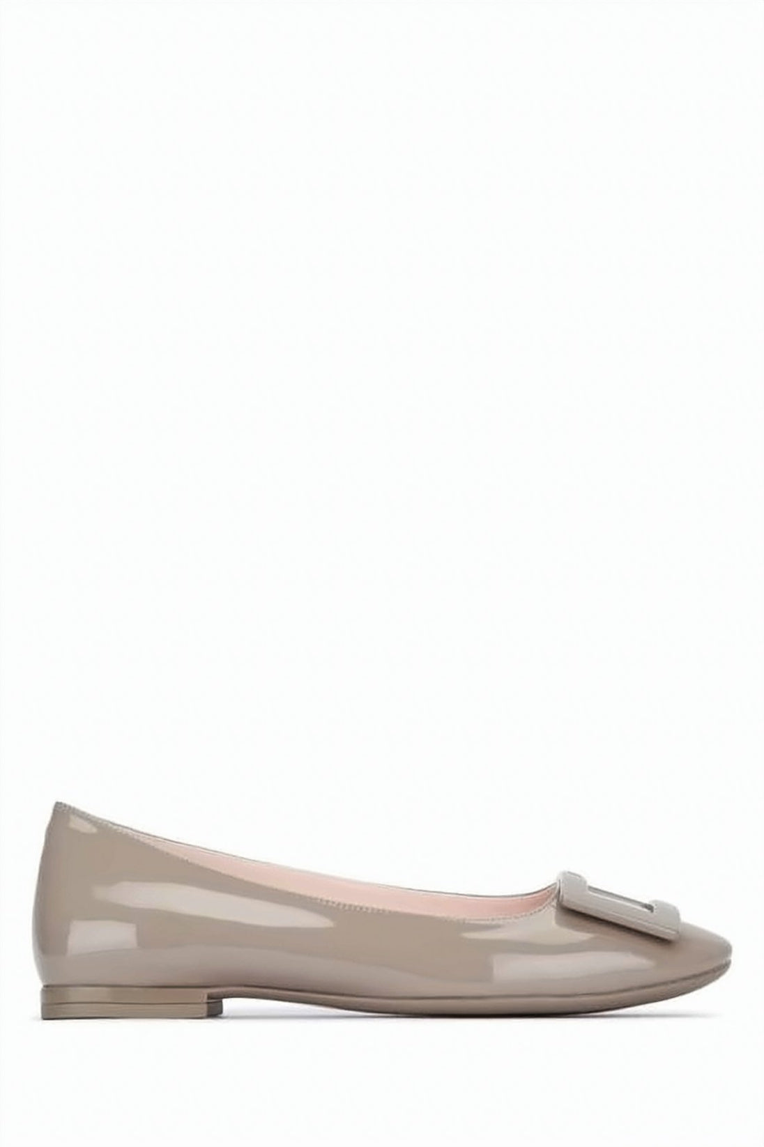 Glossy Calf Leather U-Shape Ballerina Flats