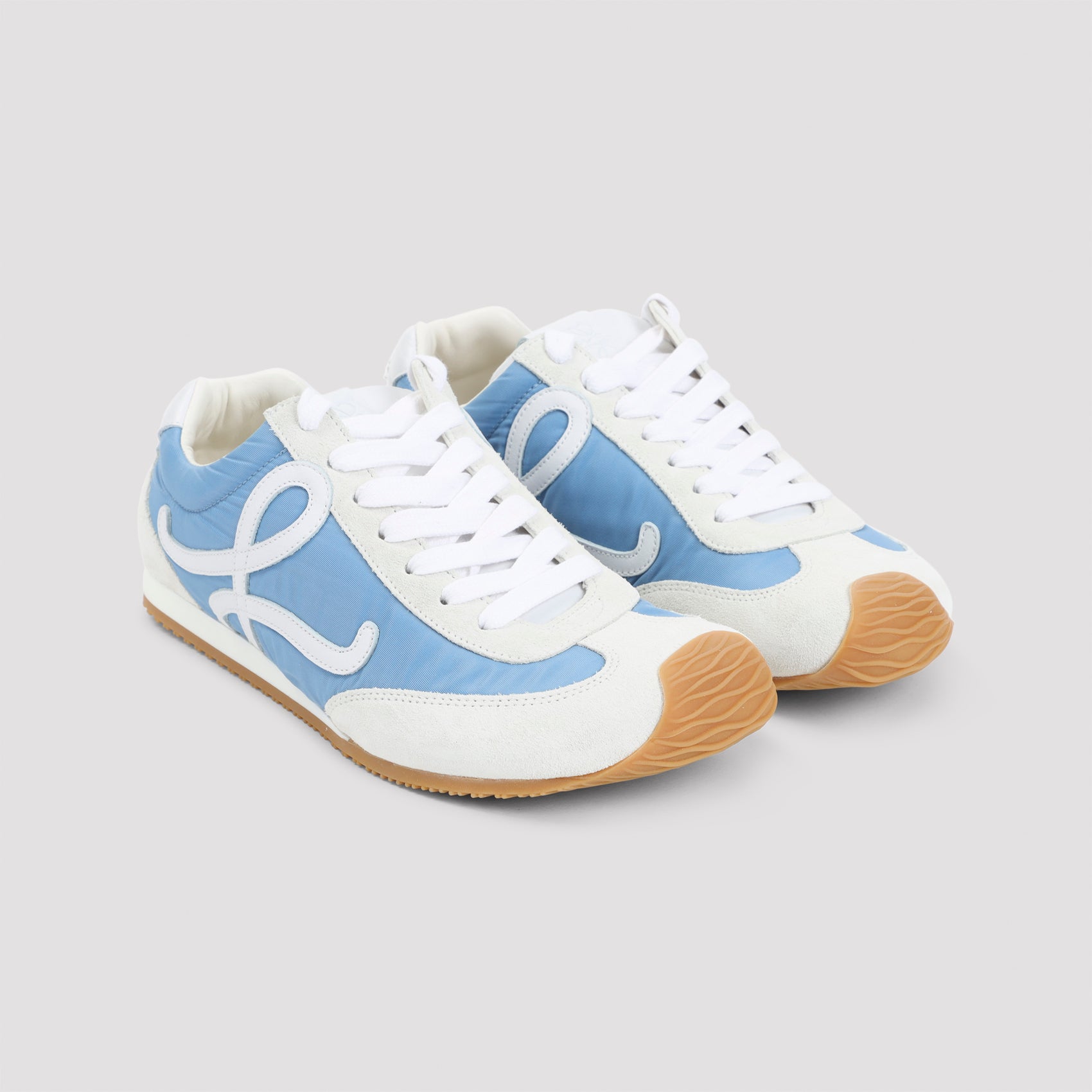 Blue Leather Sneakers with Distinctive Side Design