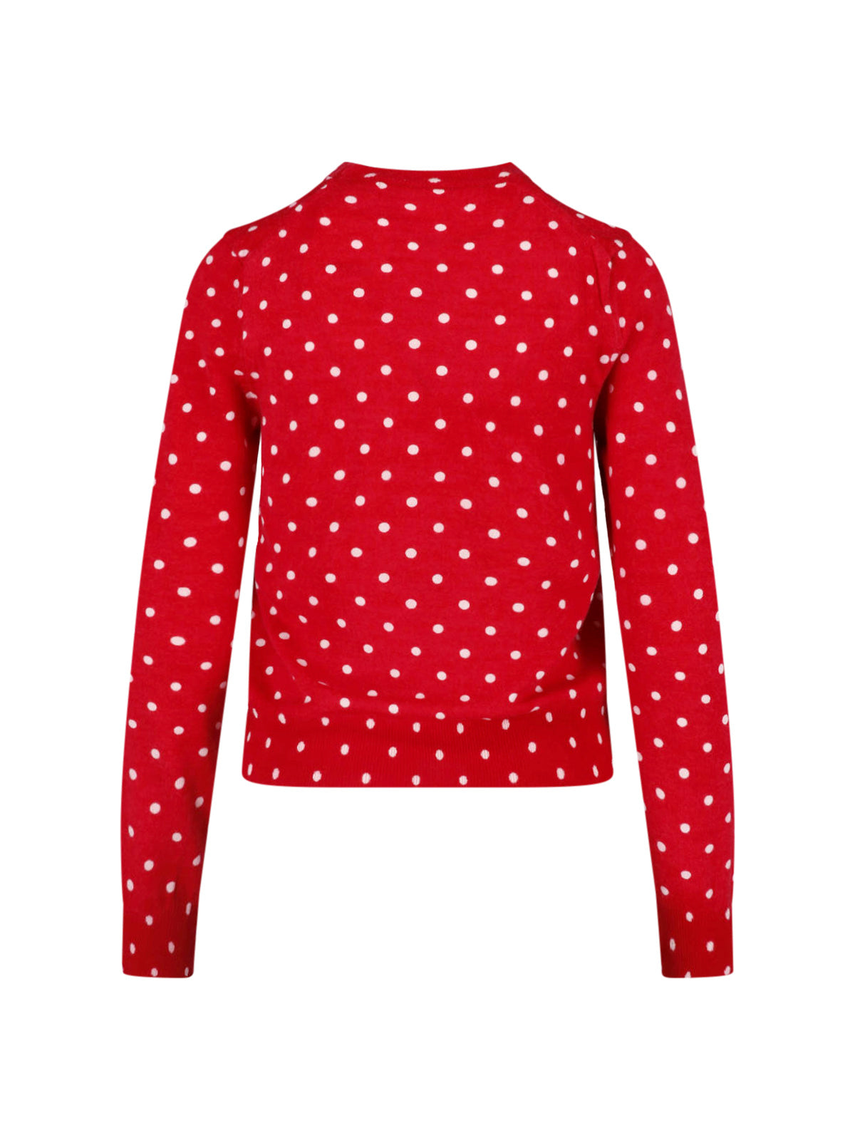 Red Polka Dot Cropped Crewneck Sweater