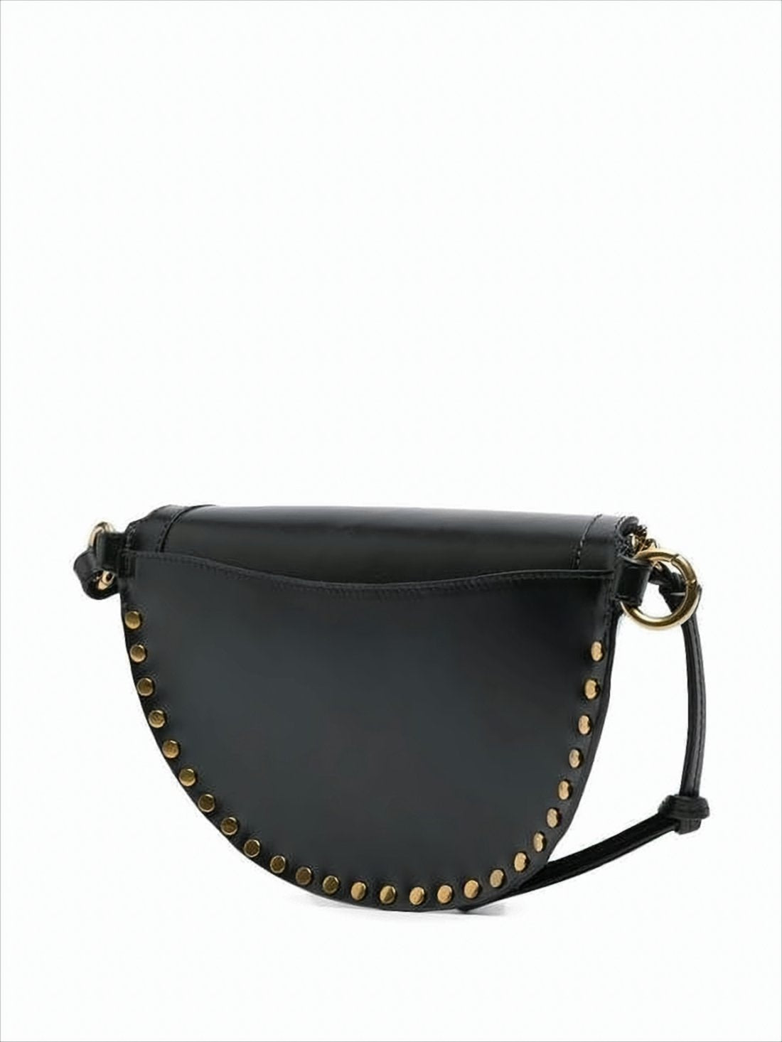 Crescent-Shaped Shoulder Bag with Gold-Tone Studs