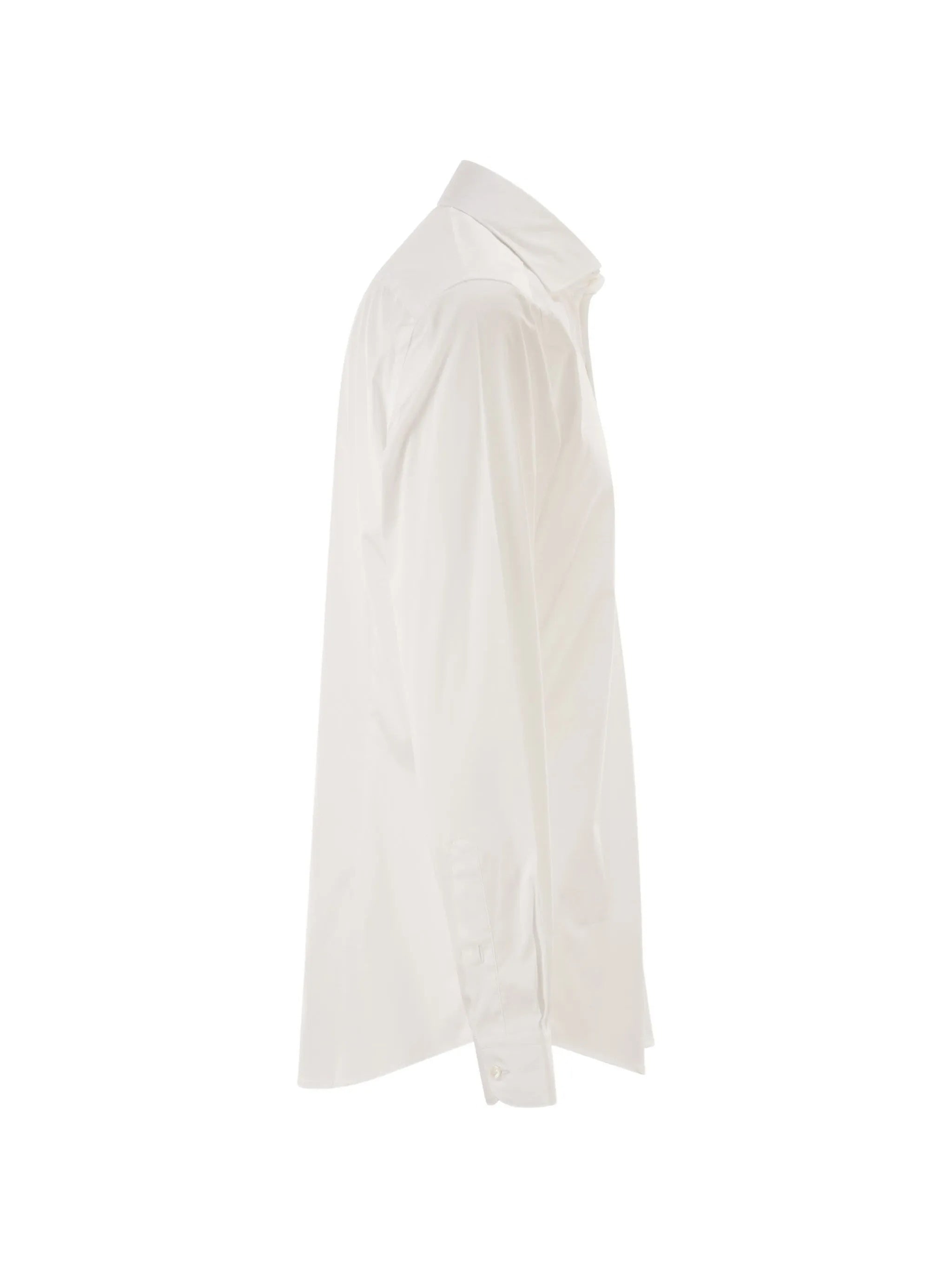 White Long-Sleeve Button-Down Formal Shirt