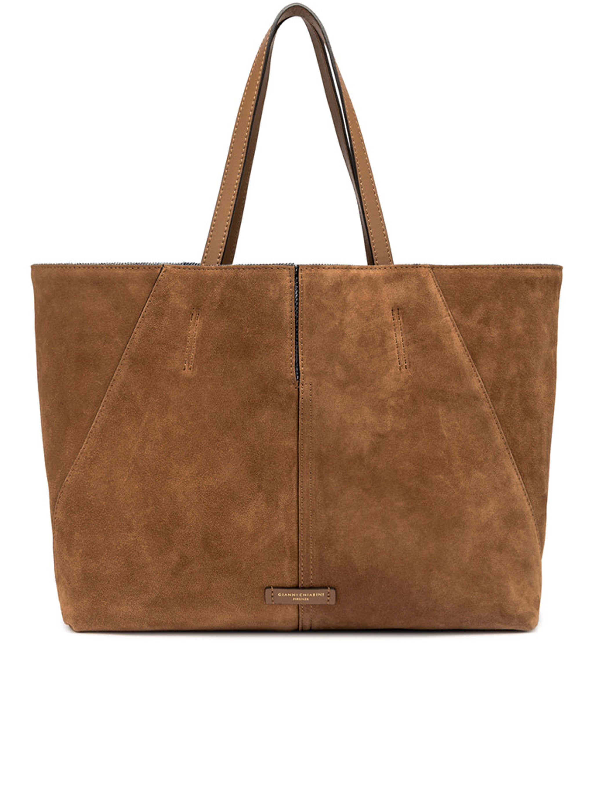 Maya Warm Brown Suede Structured Tote