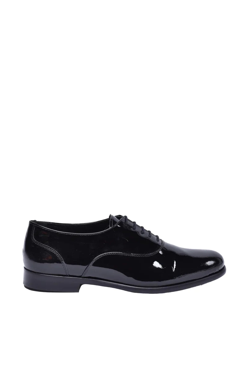 Patent Lace-up Shoes - Black