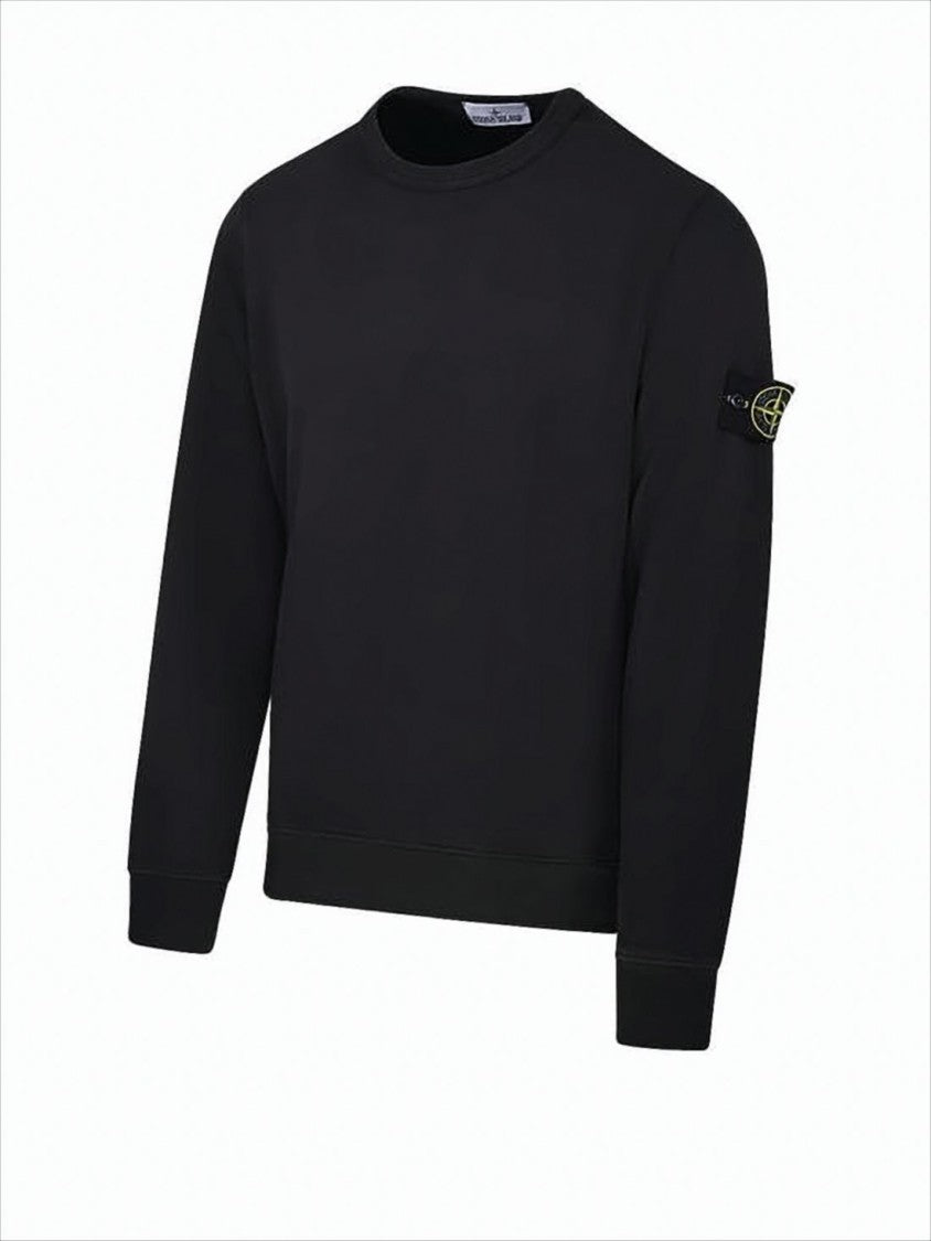 Minimalist Long-Sleeve Black Sweatshirt with Ribbed Cuffs