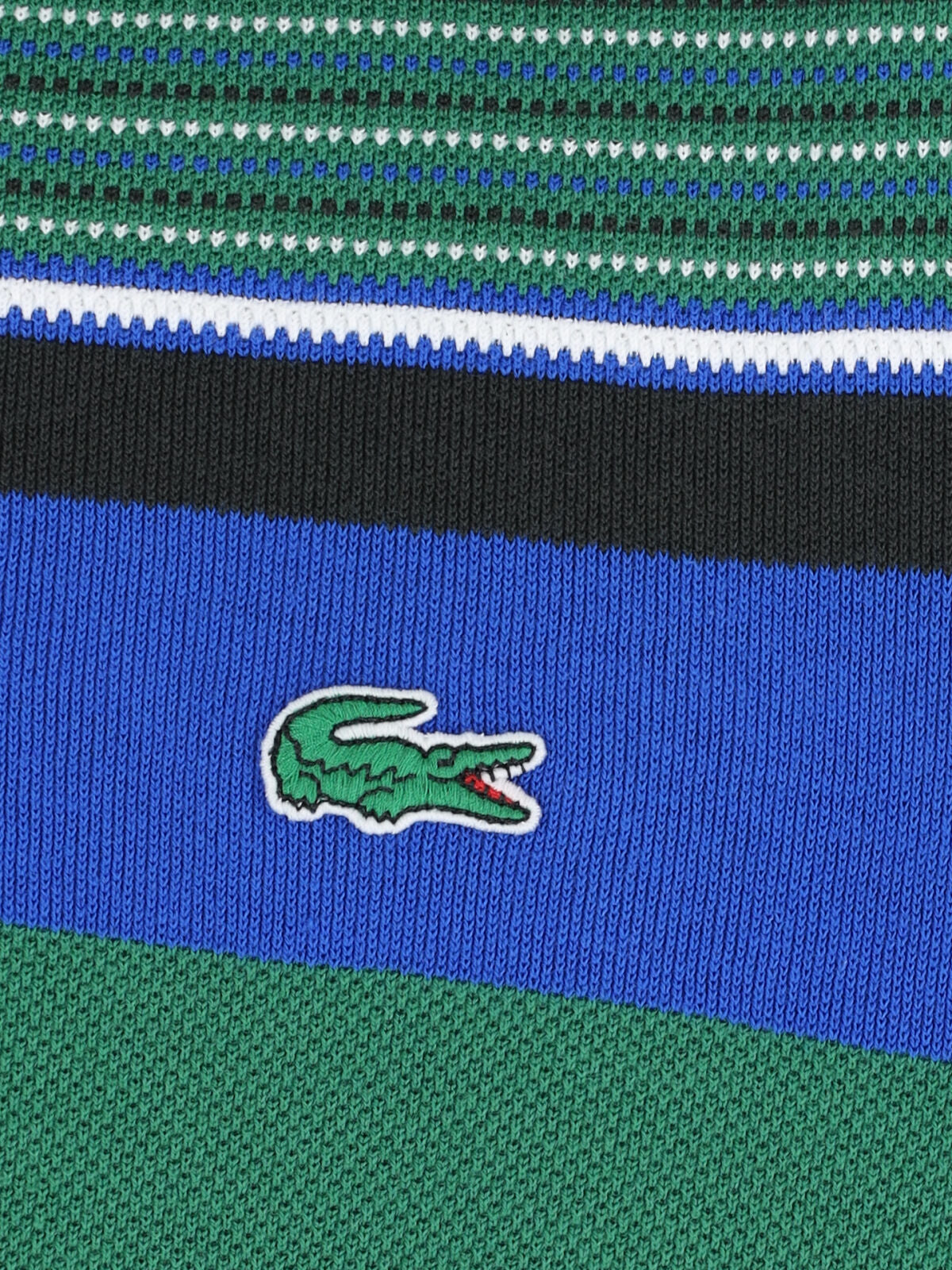 Green Piqué Cotton Bold Stripe Polo