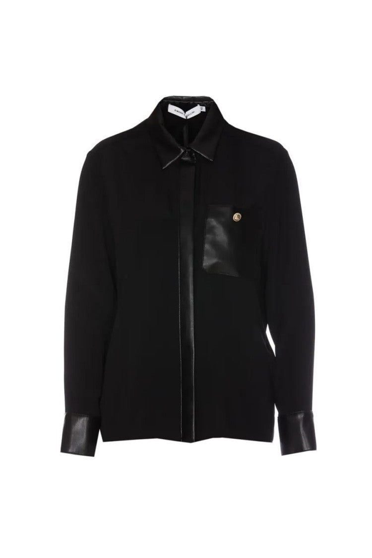 Silk-Blend Shirt With Leather Accents And Timeless Design